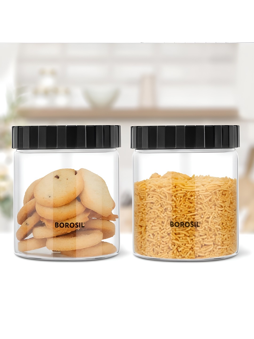 

BOROSIL Endura Set Of 2 Transparent Glass Canister Container