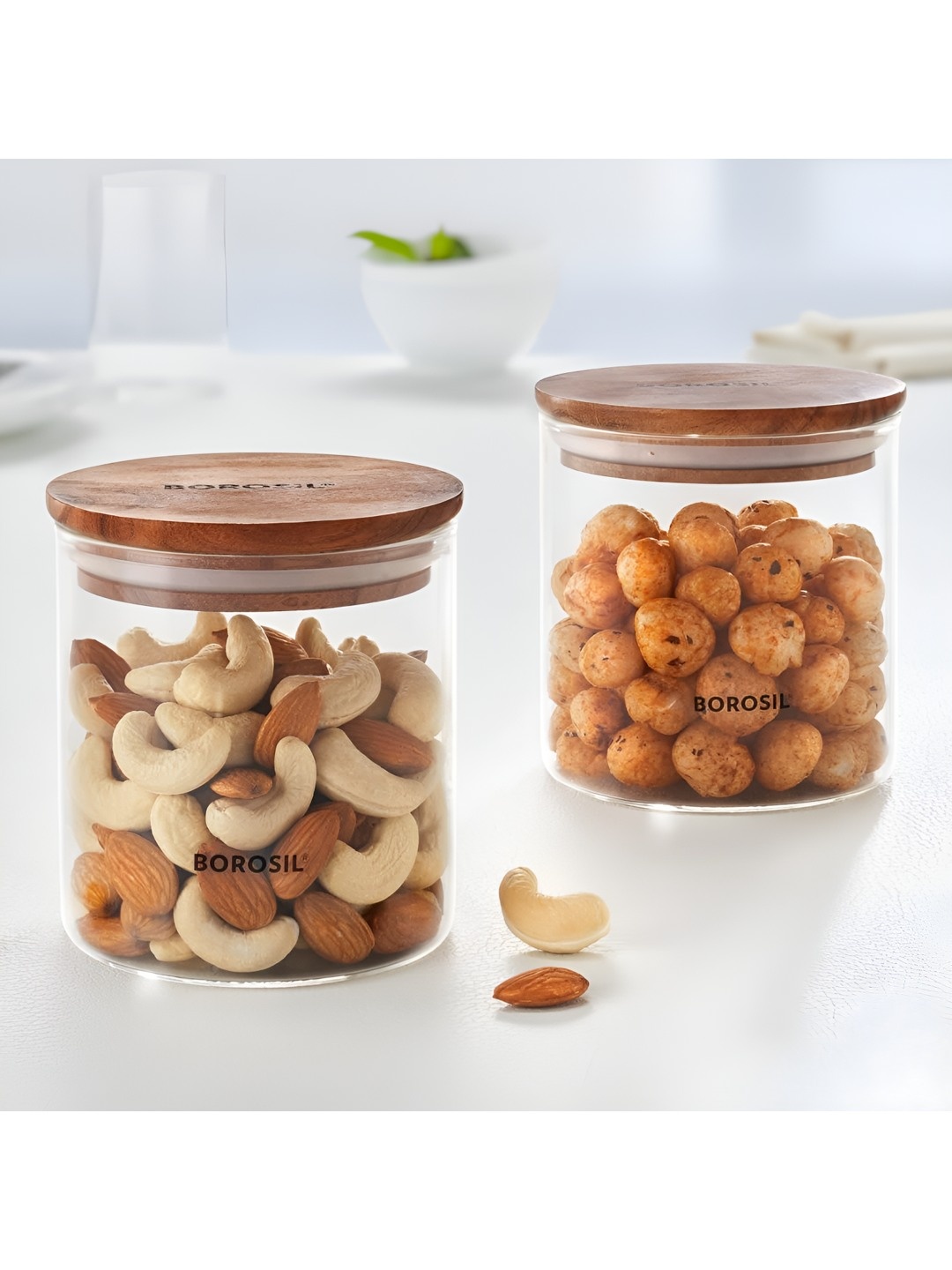 

BOROSIL 2 Pieces Classic Transparent Glass Canister Container 600ml