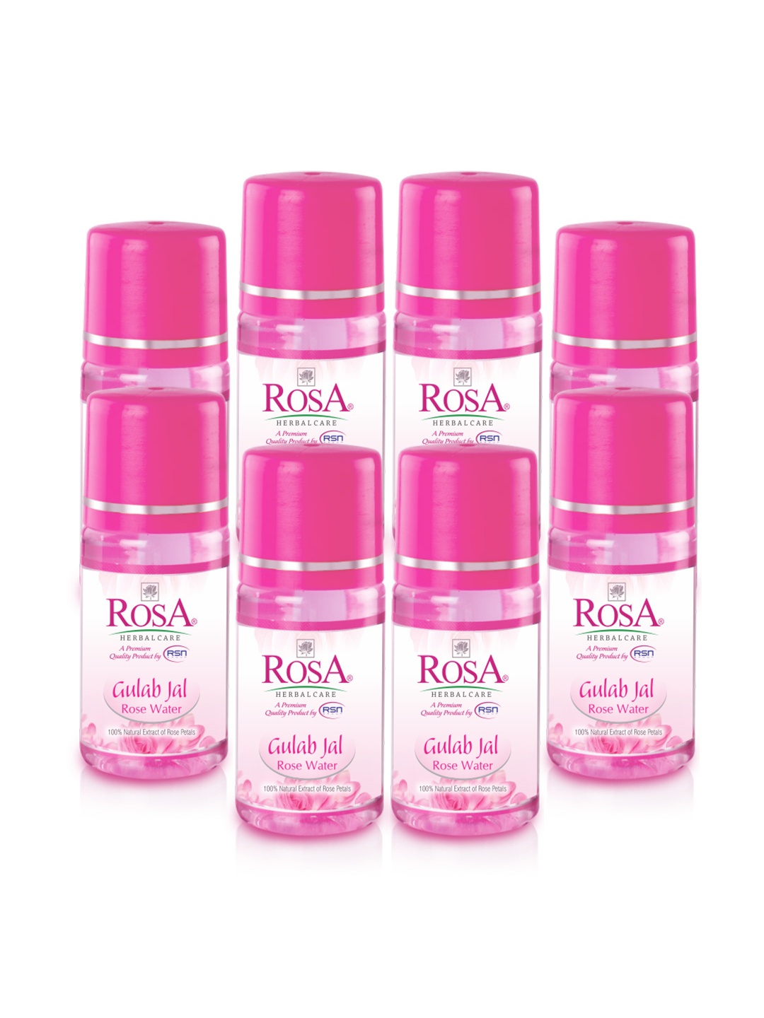 

ROSA Set of 8 Gulab Jal Rose Water with Glycerine - 60 ml each, Pink