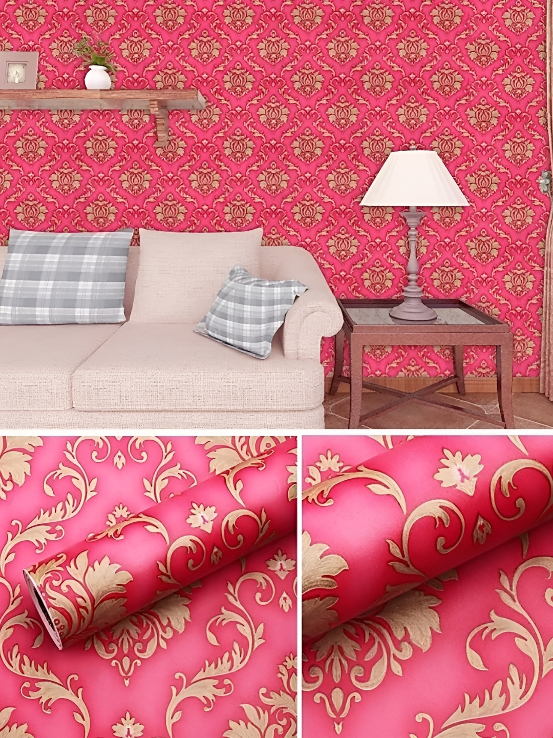 HOMEMATES Red Self Adhesive Waterproof PVC Vinyl Wallpaper