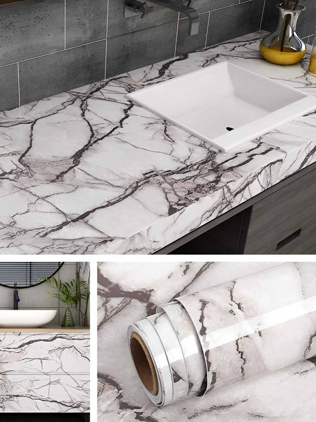 

HOMEMATES Black& Whit ePrinted Self-Adhesive Wall Sticker, White