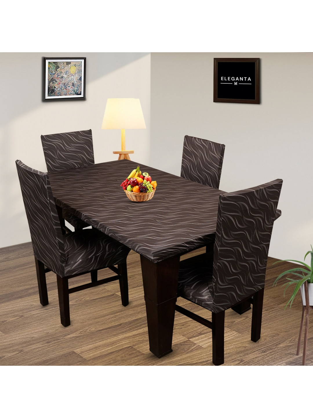 

Eleganta Brown Geometric Anti-Slip 4-Seater Table Cover