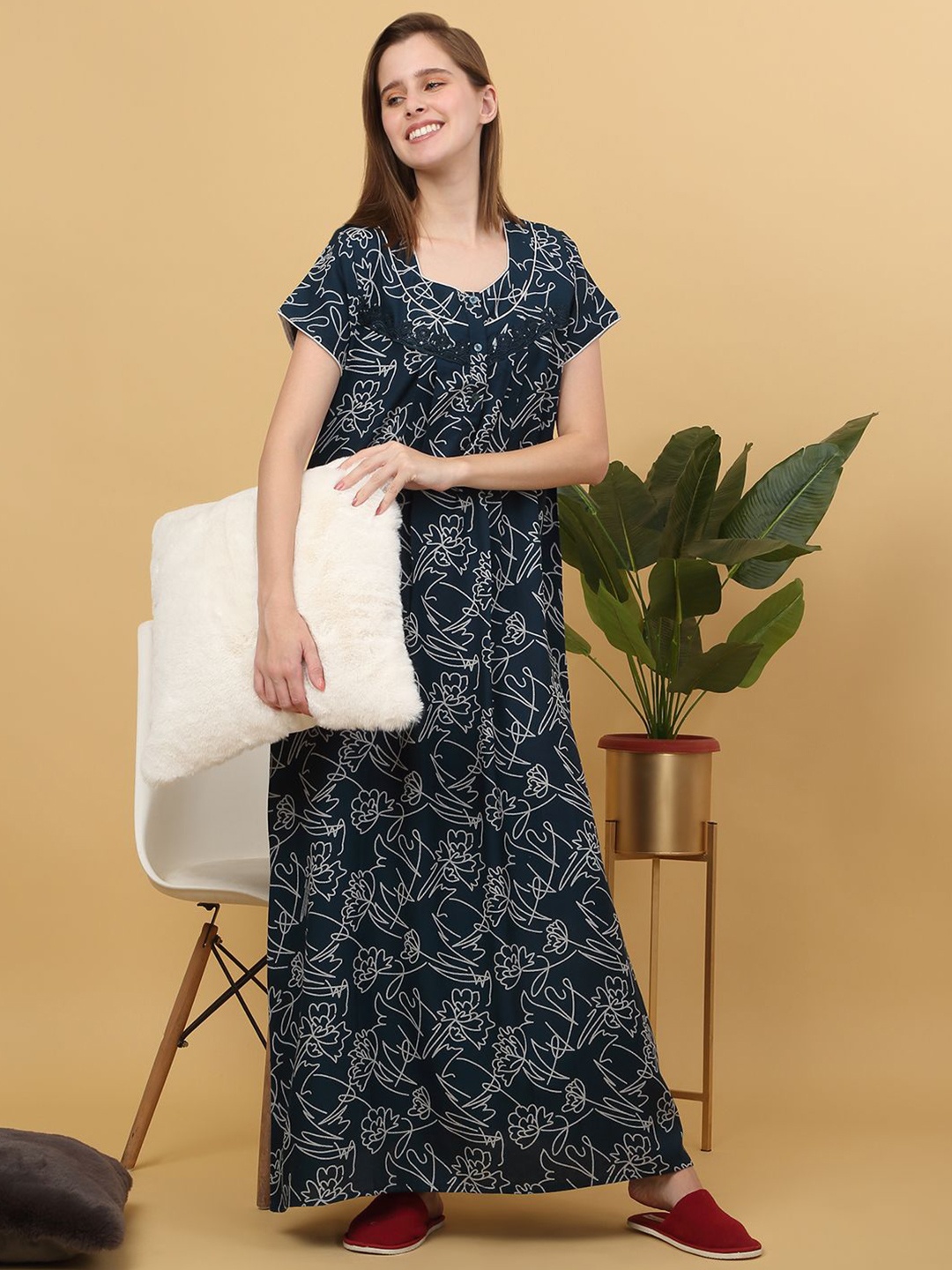 

Sweet Dreams Printed pure cotton Maxi Nightdress, Green
