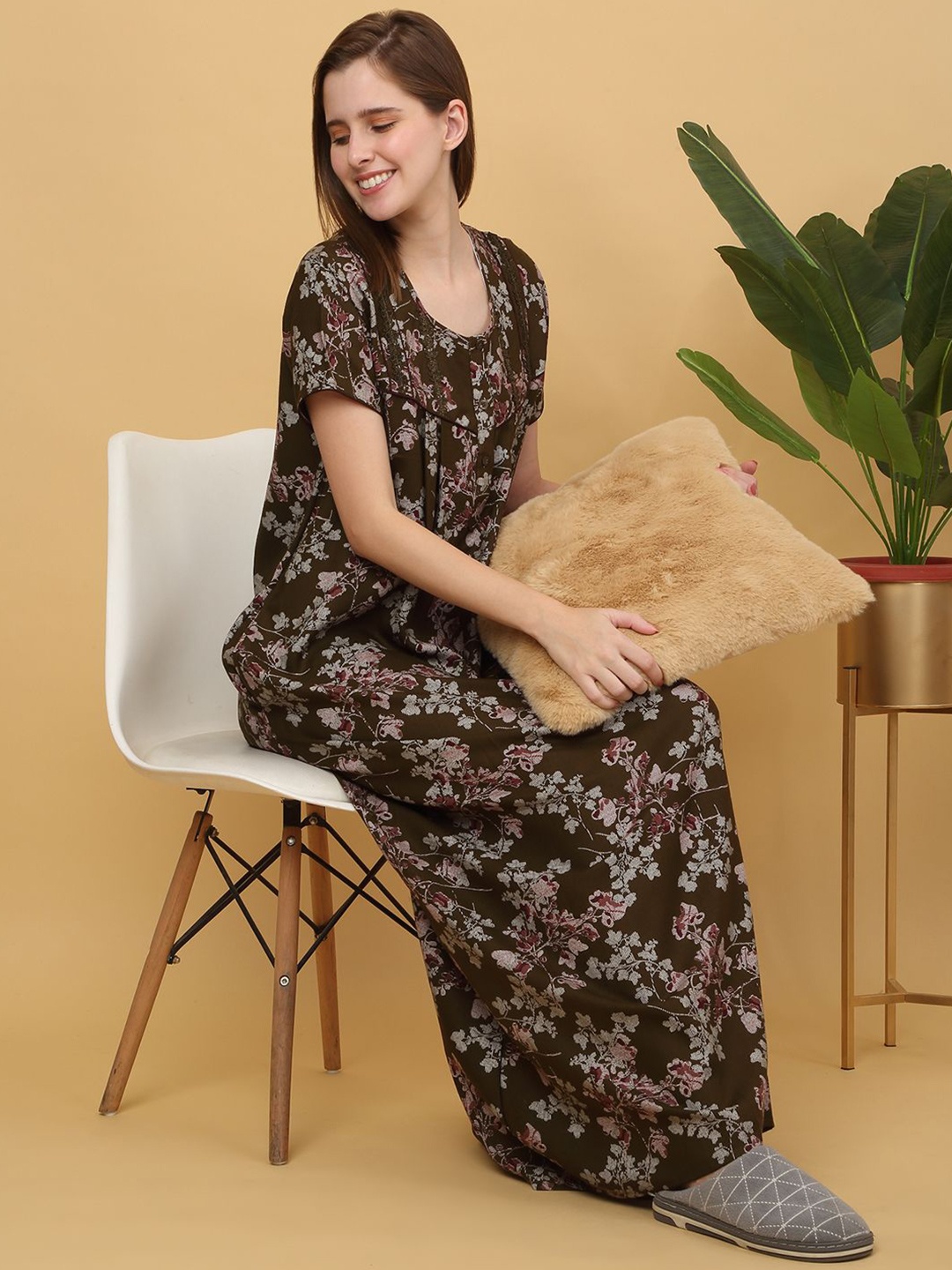 

Sweet Dreams Printed pure cotton Maxi Nightdress, Green