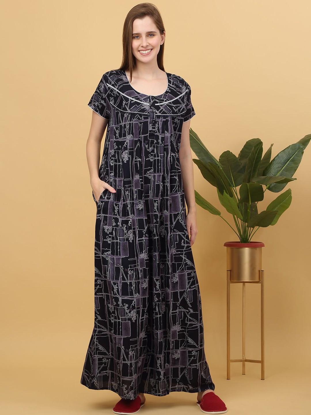 

Sweet Dreams Printed pure cotton Maxi Nightdress, Blue