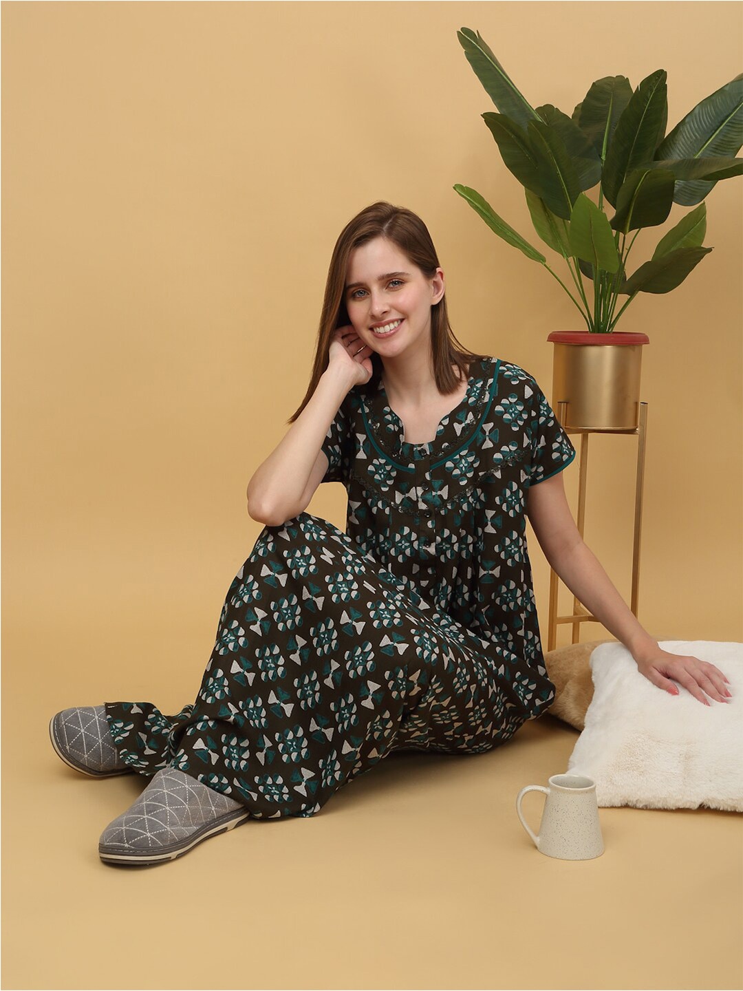 

Sweet Dreams Printed Maxi Nightdress, Brown