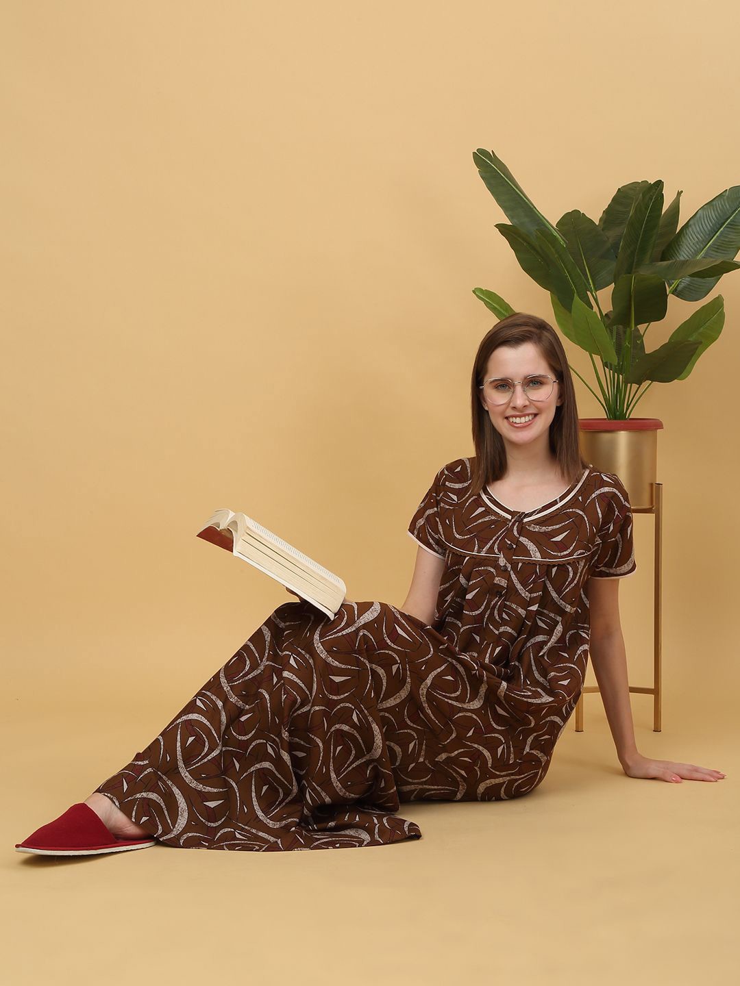 

Sweet Dreams Printed Maxi Nightdress, Brown