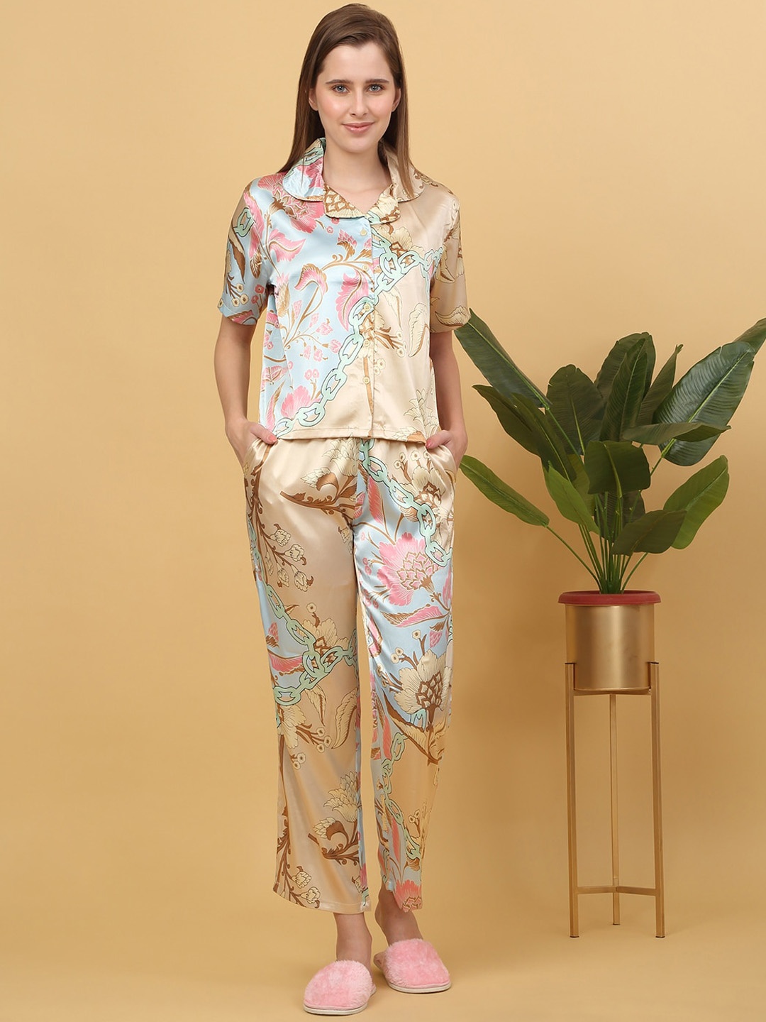 

Sweet Dreams Women Printed Night suit, Khaki