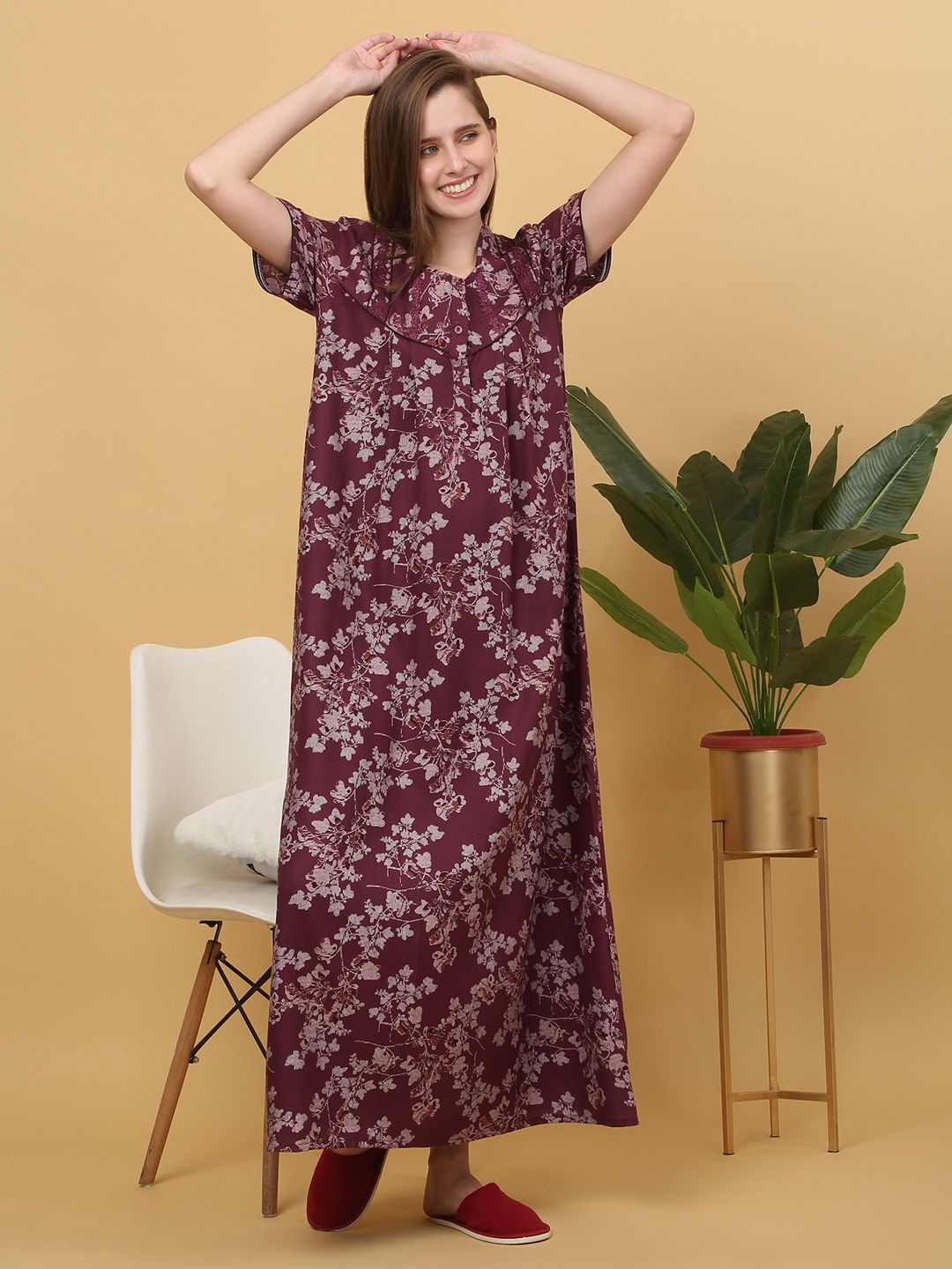 

Sweet Dreams Printed pure cotton Maxi Nightdress, Rose