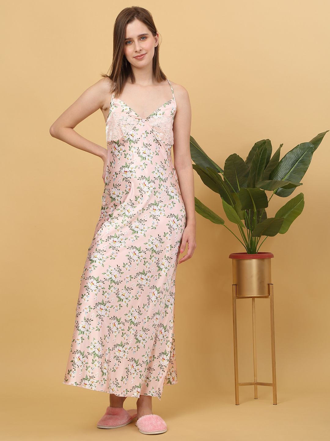 

Sweet Dreams Printed Maxi Nightdress, Peach