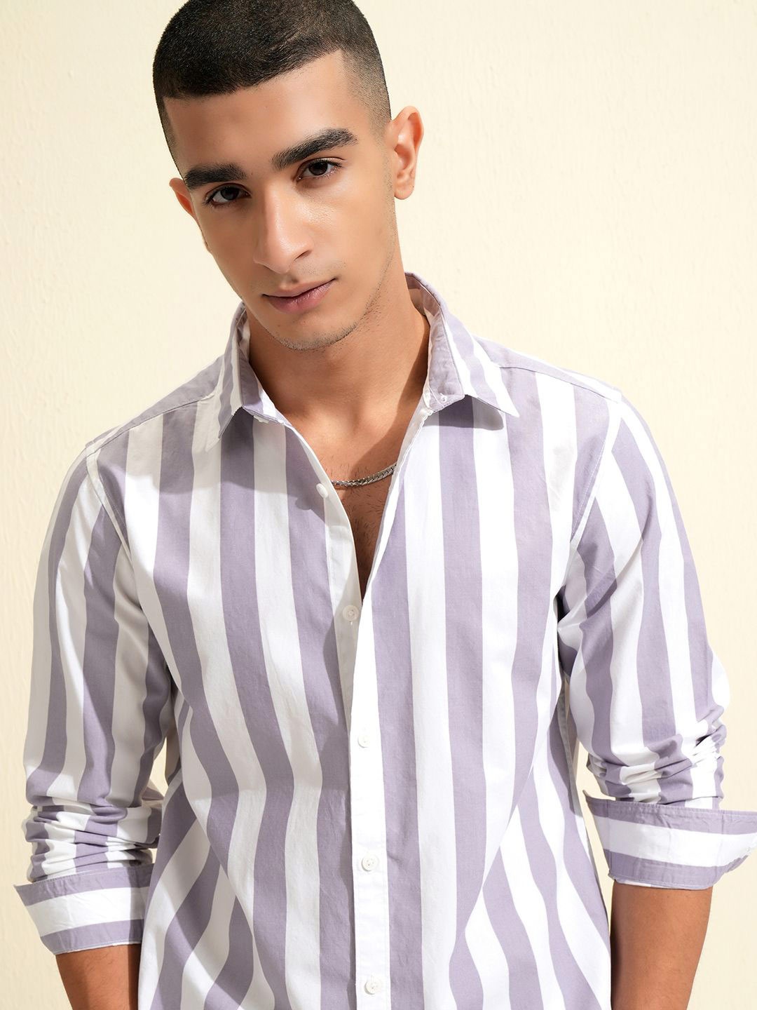 

HIGHLANDER Printed Striped Casual Shirt, White