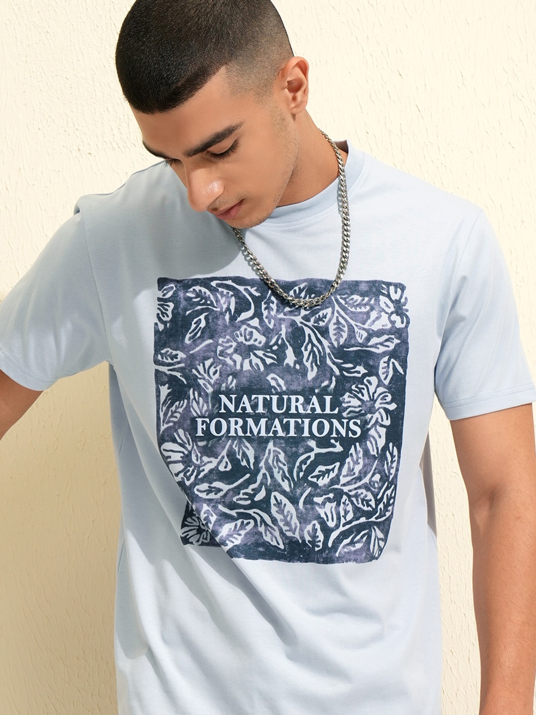 

HIGHLANDER Men Typography Printed Natureverse Round Neck T-shirt, Blue
