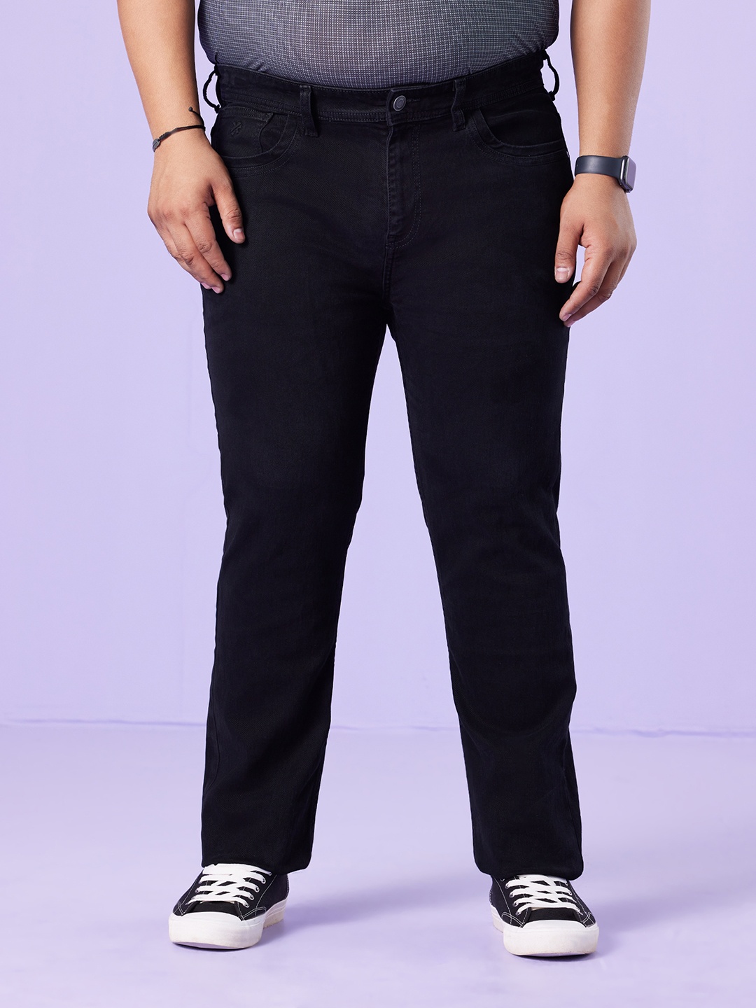 

Big Hello - The Plus Life Men Plus Size Slim Fit Cotton Jeans, Black