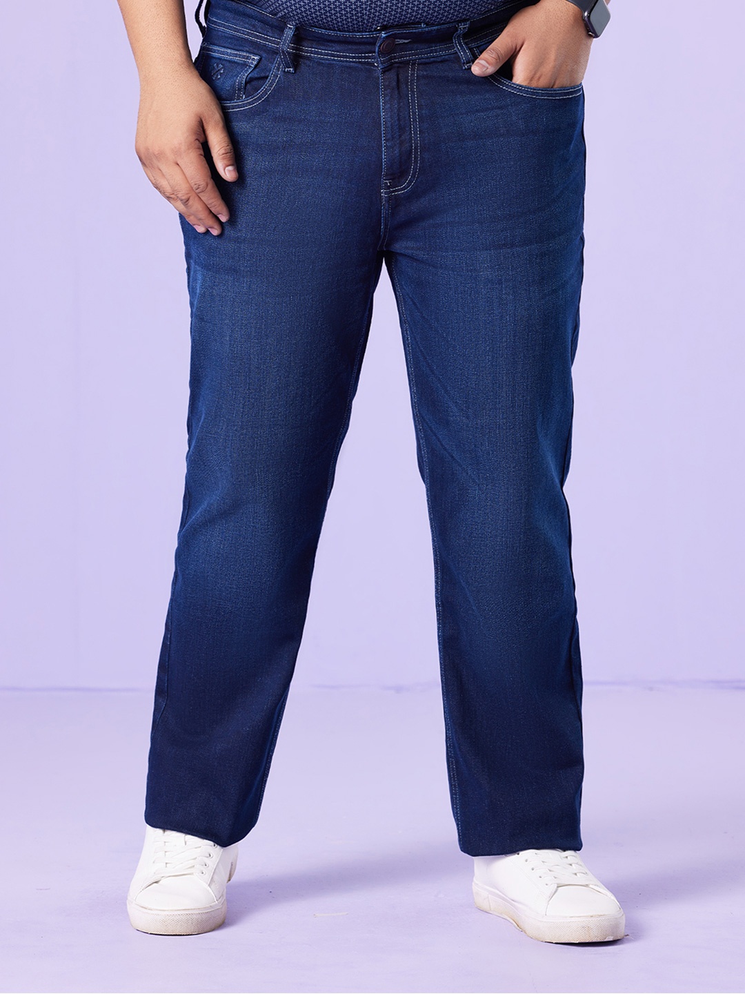 

Big Hello - The Plus Life Men Straight Fit Light Fade Jeans, Blue