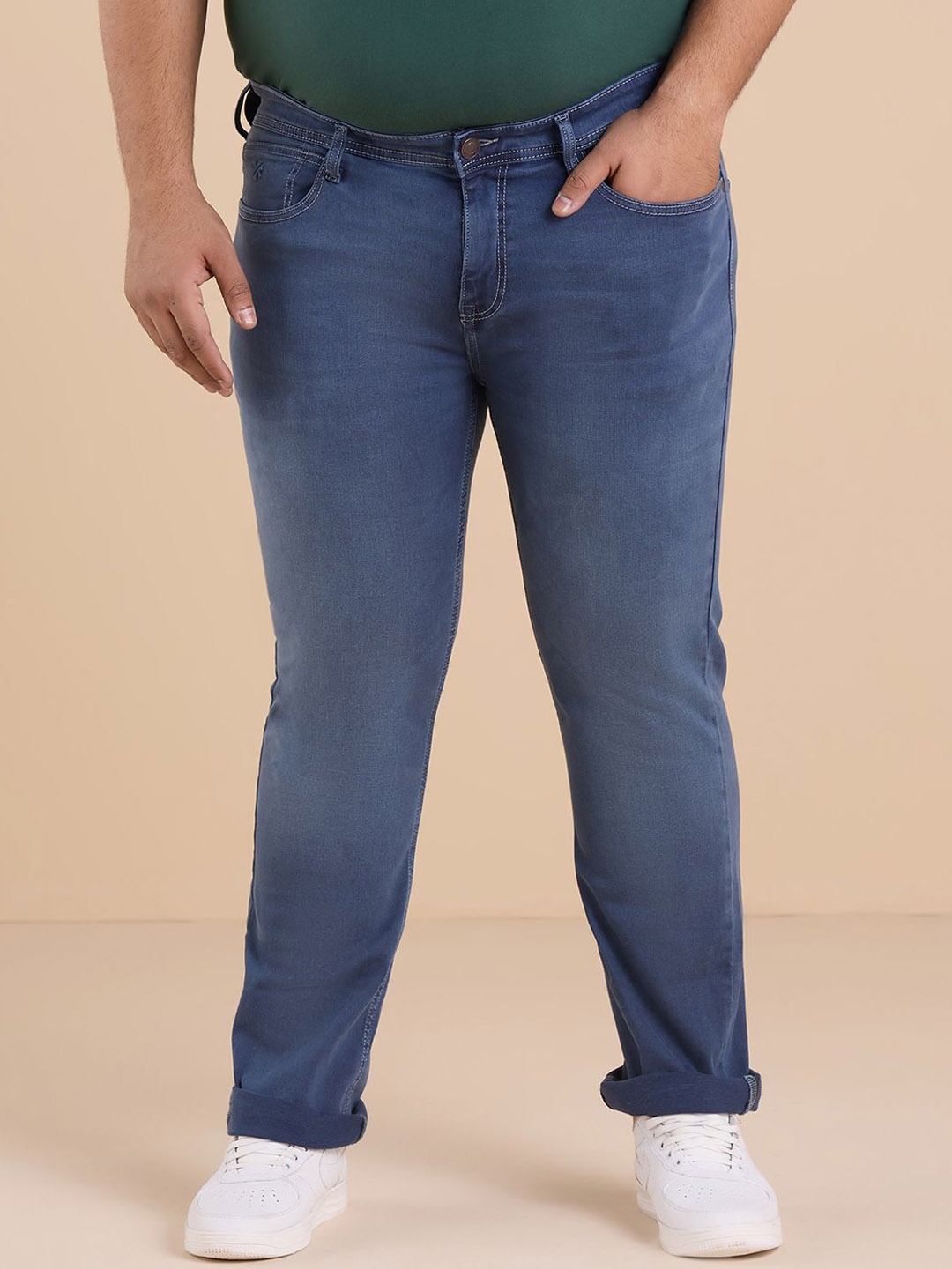

Big Hello - The Plus Life Men Slim Fit Light Fade Jeans, Blue