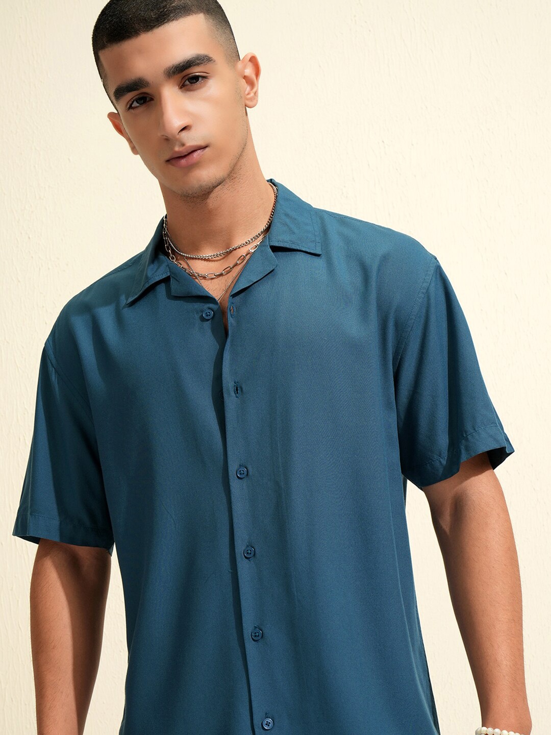 

KETCH Viscose Solid Casual Shirt, Teal