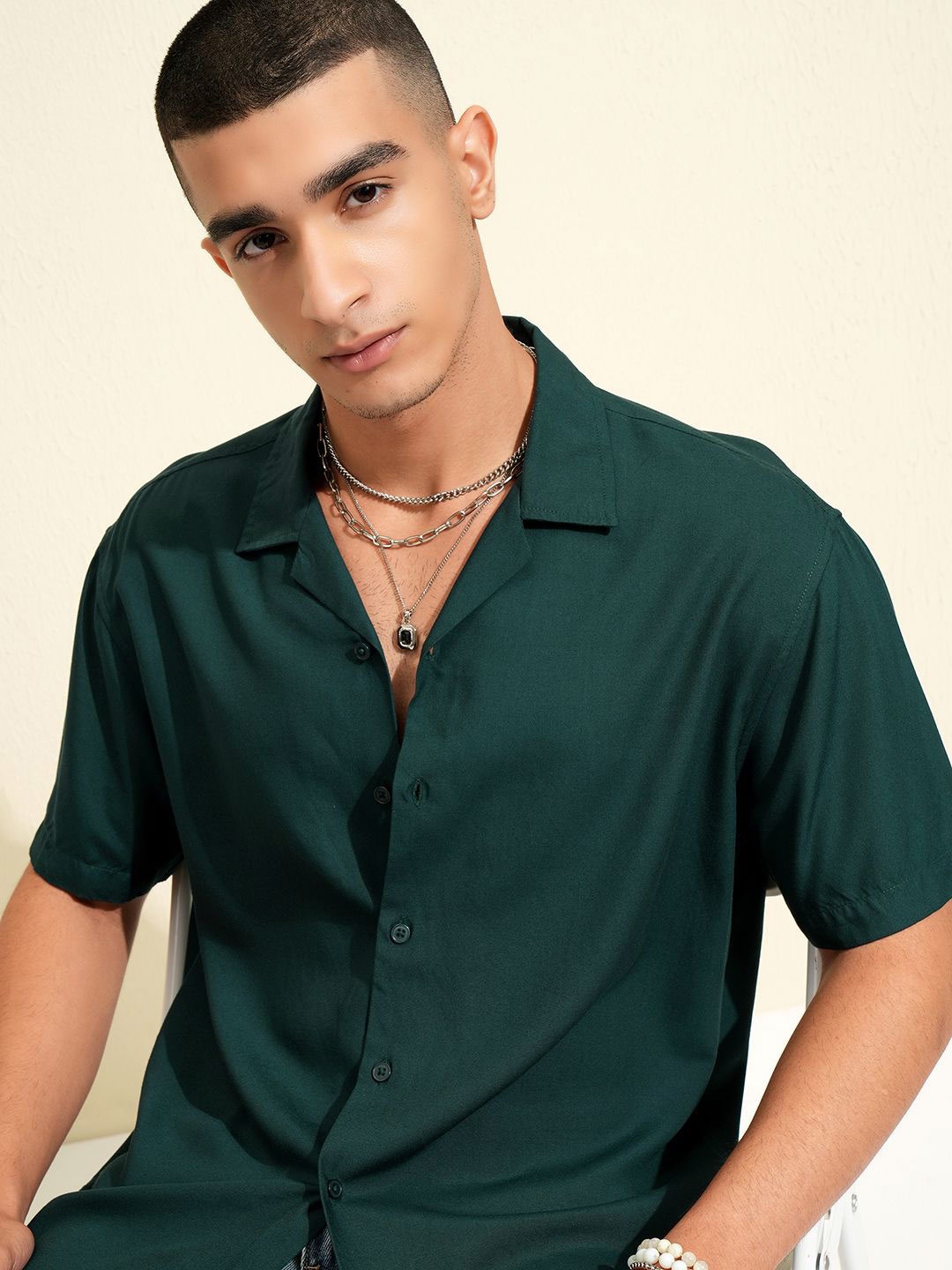 

KETCH Men Viscose Solid Casual Shirt, Green