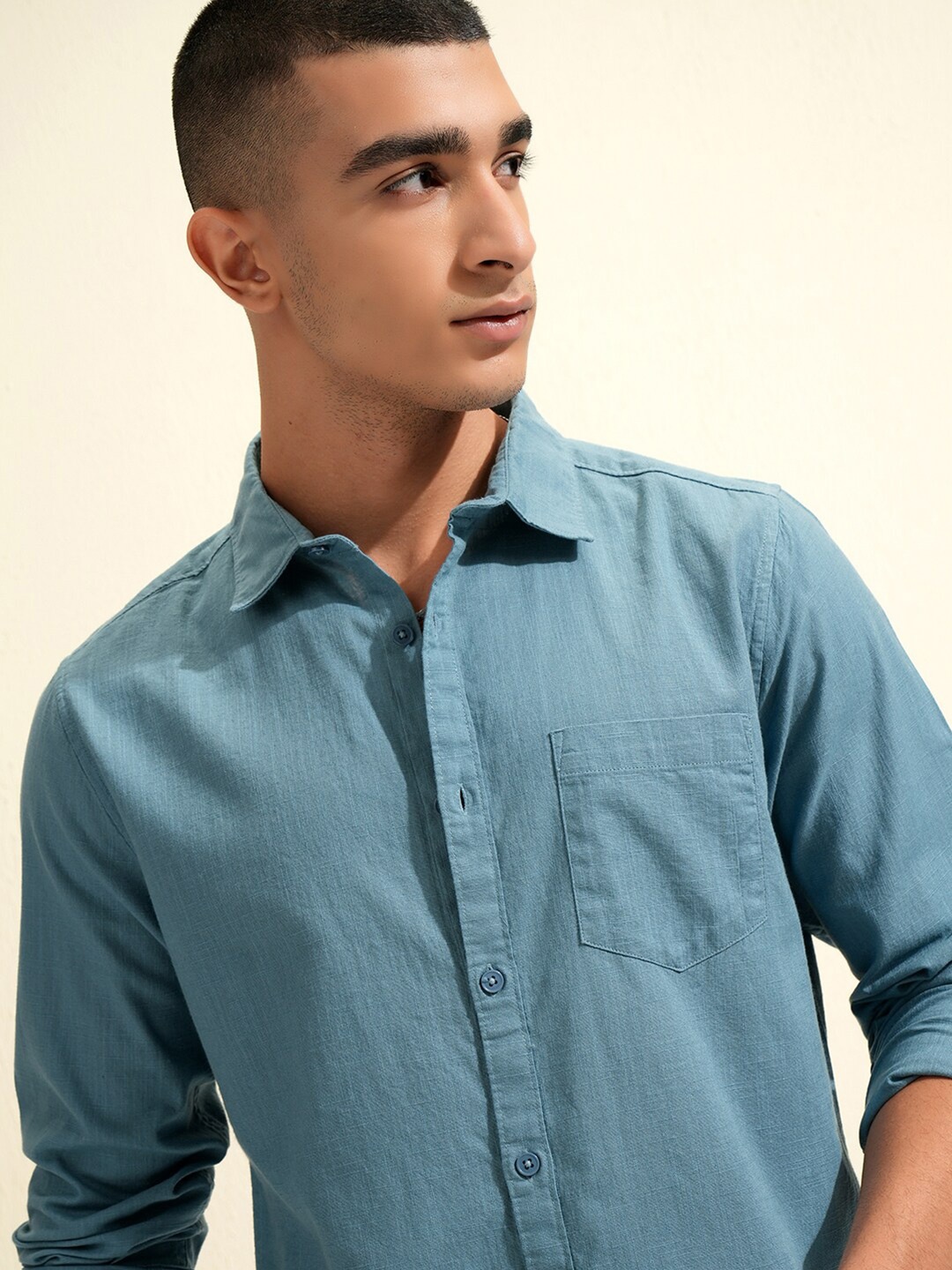 

KETCH Men Cotton Linen Solid Casual Shirt, Blue