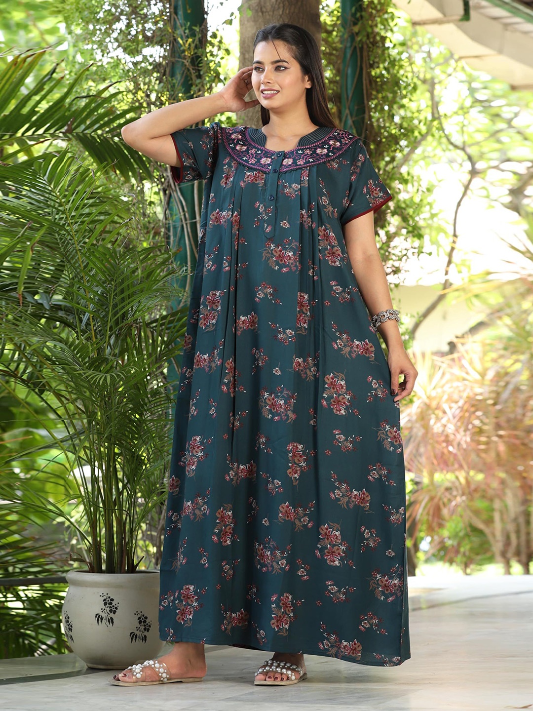 

G4Girl Printed Maxi Nightdress, Teal