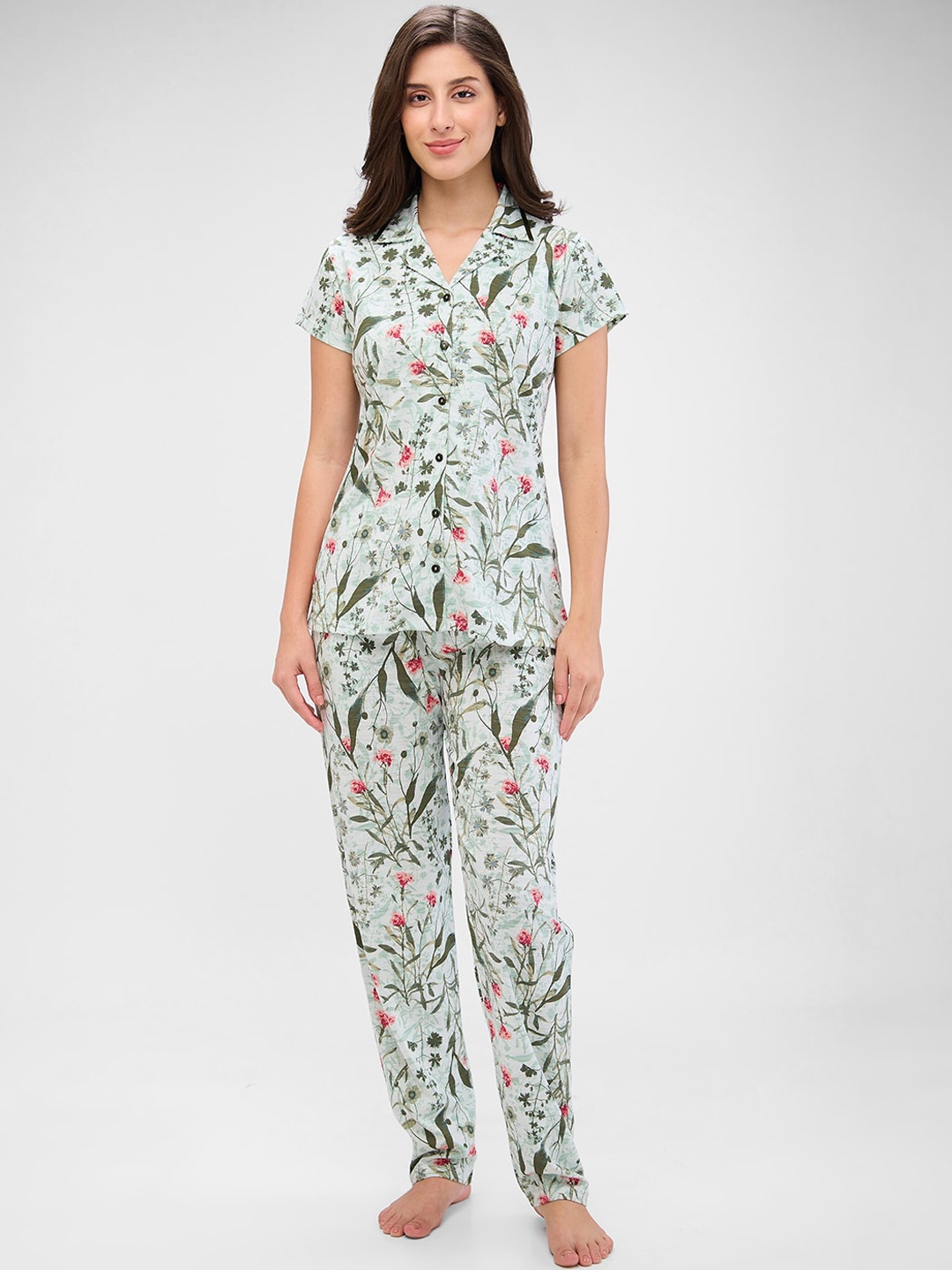 

Juliet Women Printed Night suit, Green