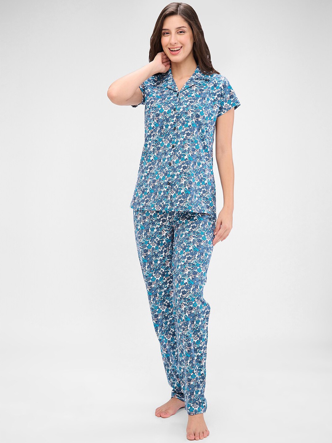 

Juliet Women Printed Night suit, Blue