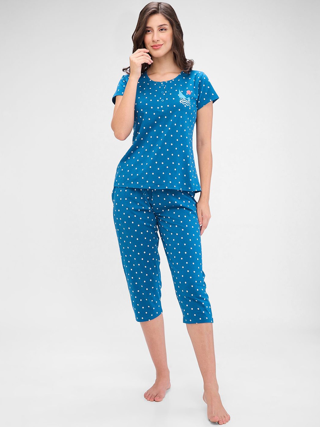 

Juliet Women Printed Night suit, Blue