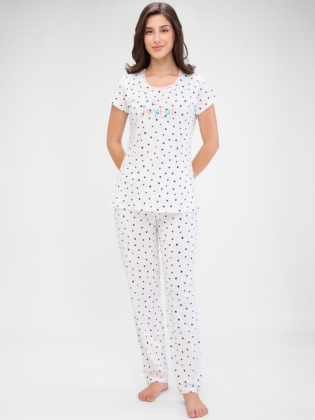 

Juliet Women Printed Night suit, White