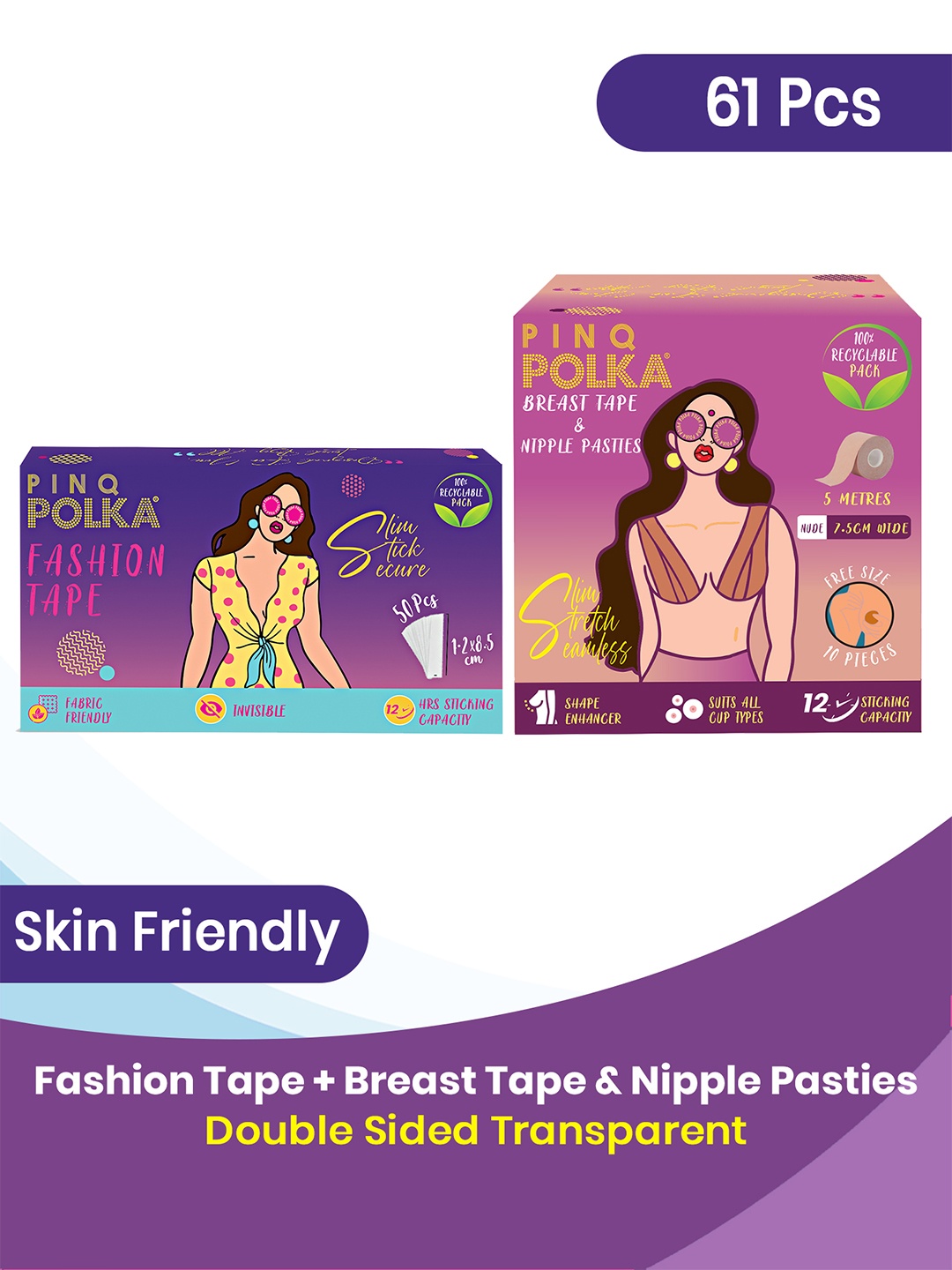 

Pinq Polka 50 Pcs Double Sided Fashion Tape & 1 Pcs Nude Breast Tape, White