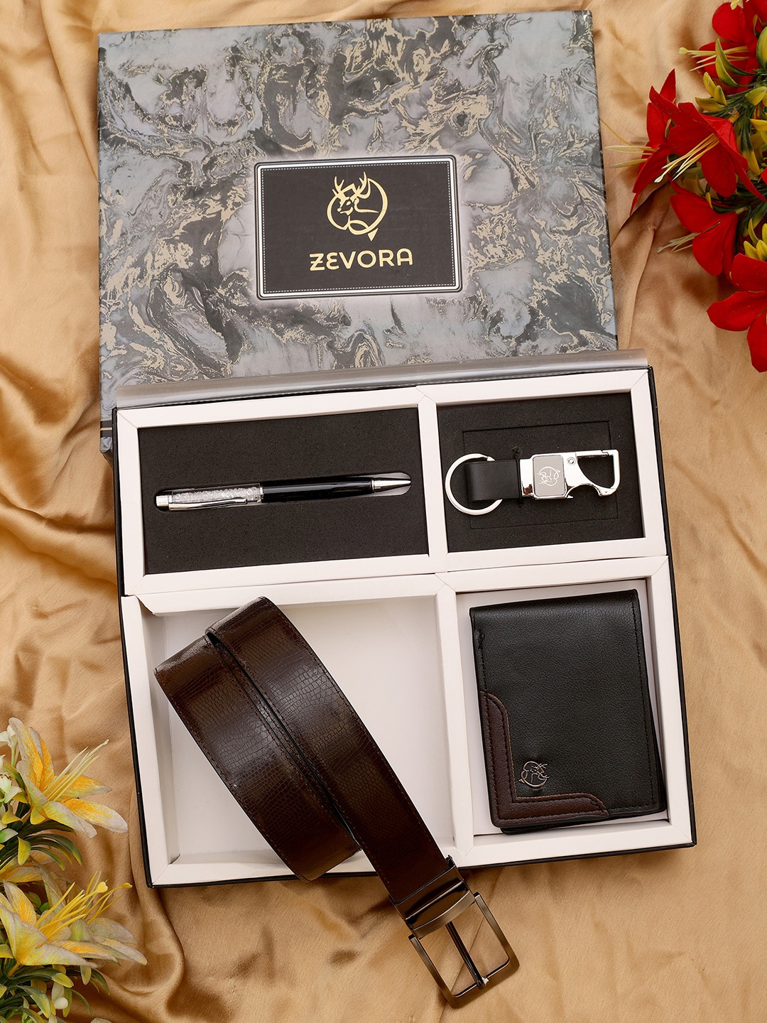 

ZEVORA Men Accessory Gift Set of, Brown