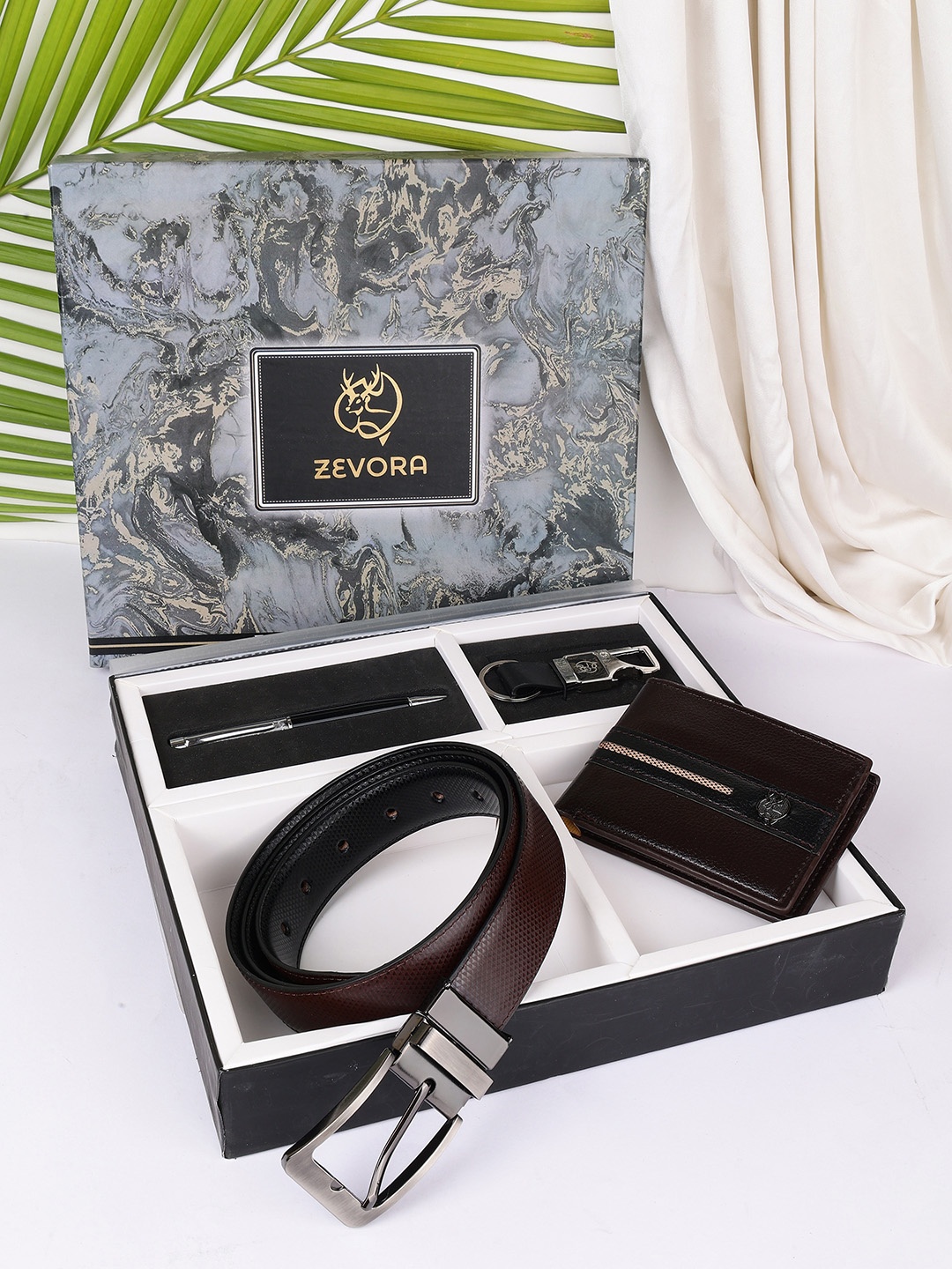 

ZEVORA Men Accessory Gift Set of, Brown