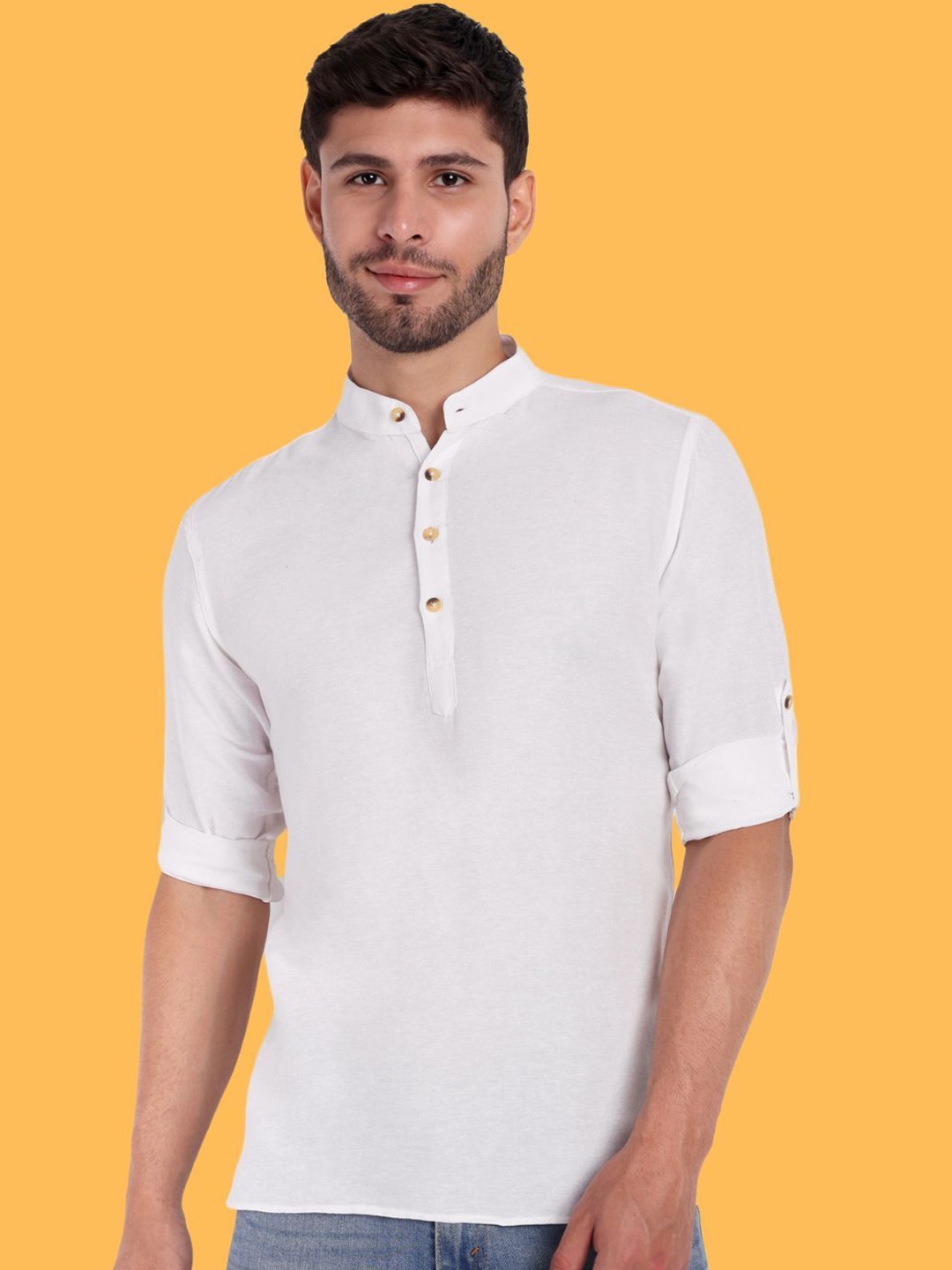 

Springberry Men Mandarin Collar Kurta, White