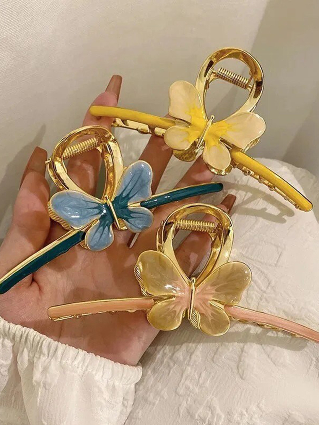 

Unboxkar.in Women Set of 3 Pieces Claw Clip, Blue