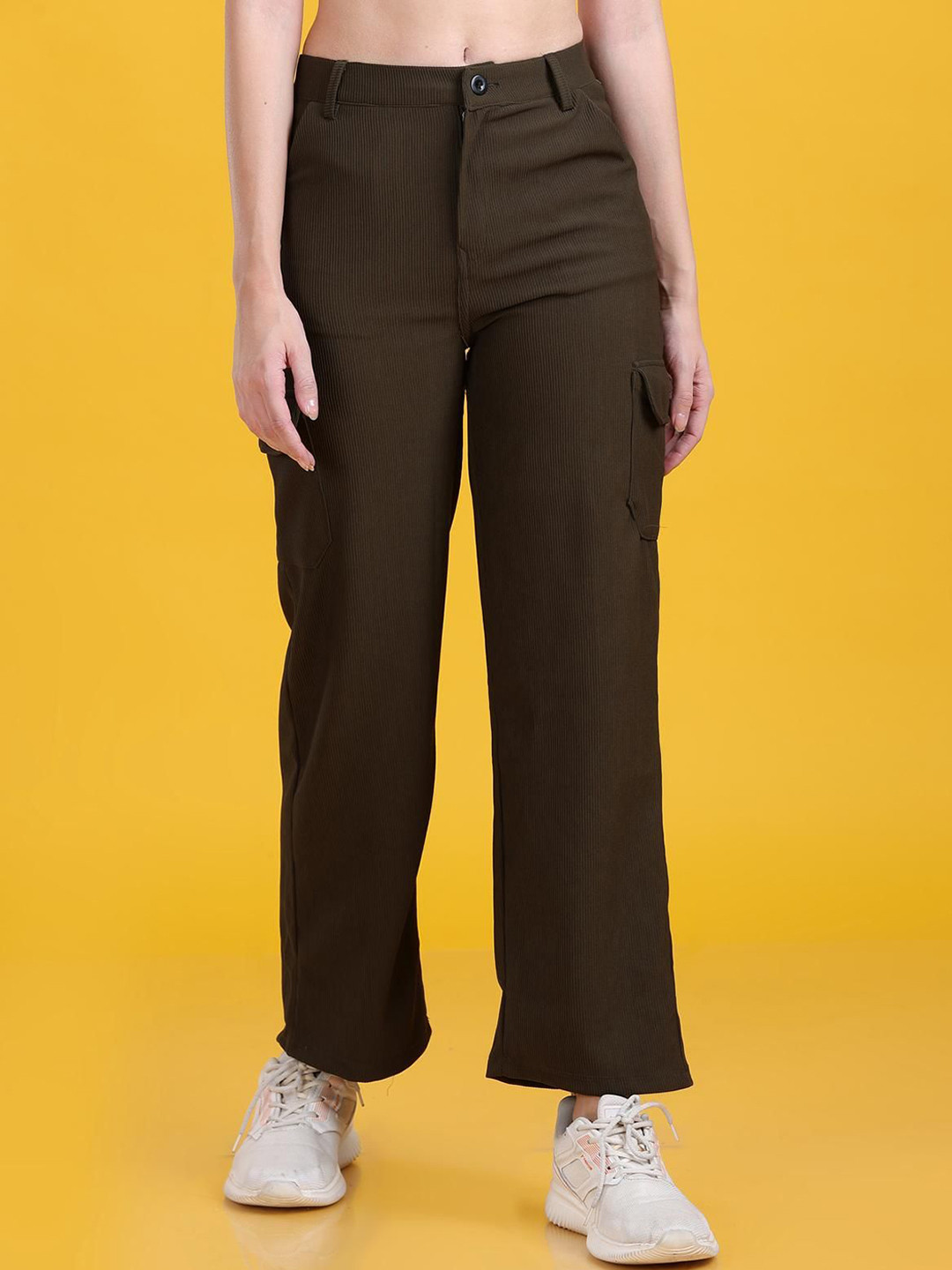 

The Dance Bible Women Relaxed Straight Leg Straight Fit Easy Wash Trousers, Brown