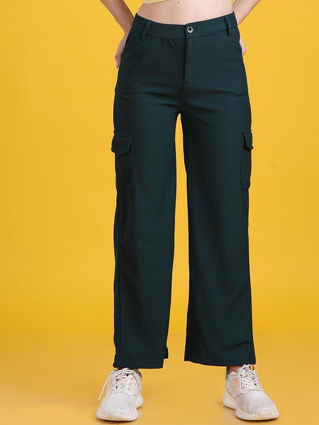 

The Dance Bible Women Relaxed Straight Leg Straight Fit Easy Wash Trousers, Green