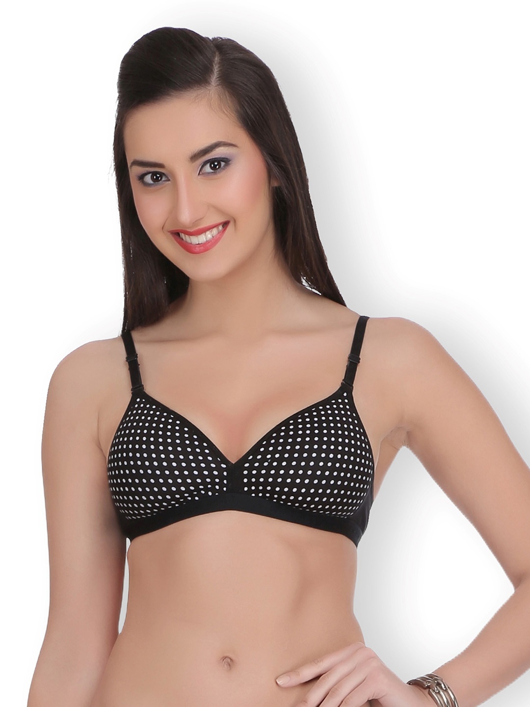 

SELFCARE Polka Dot Bra Half Coverage Lightly Padded, Black