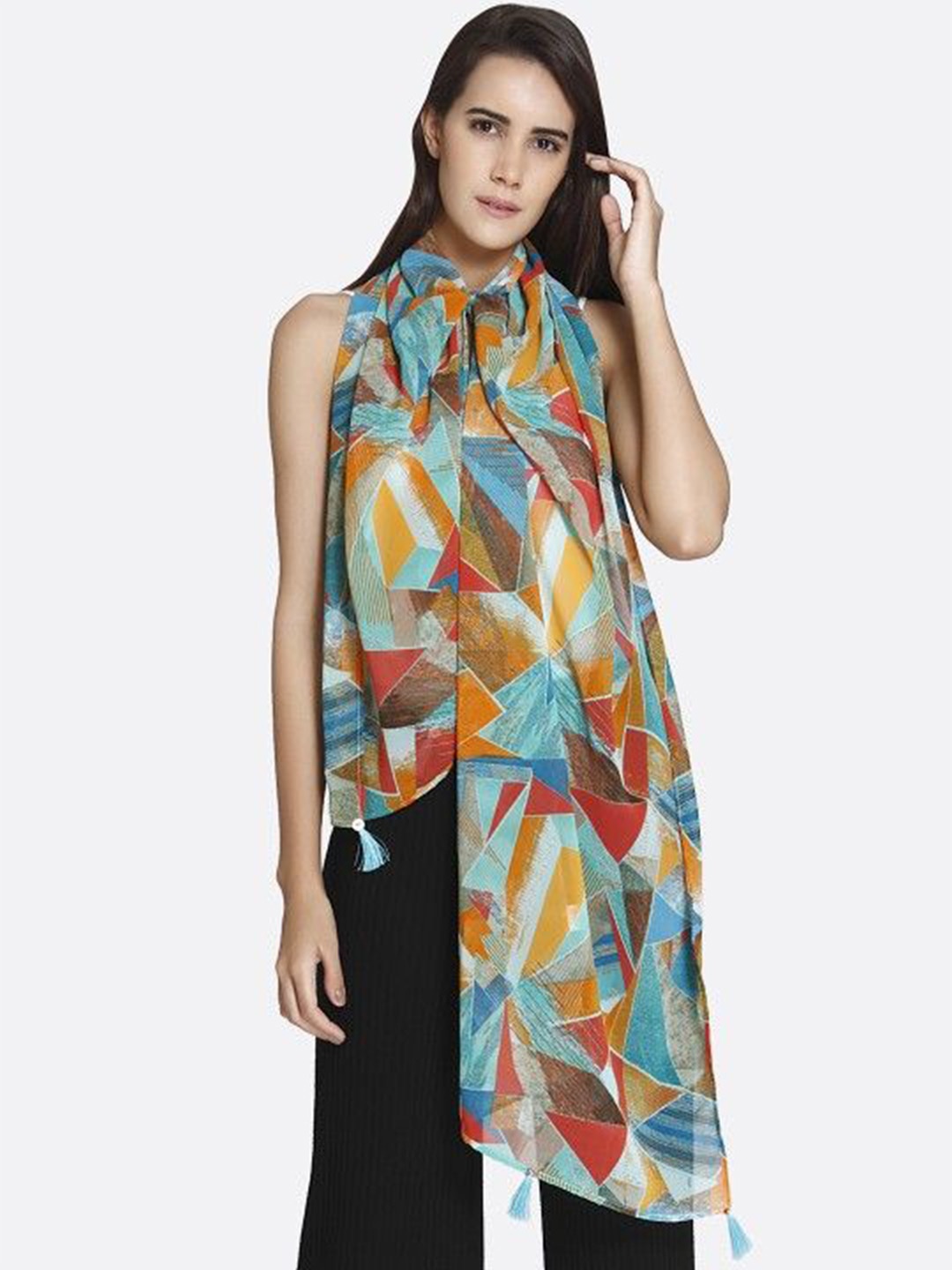

shiloh Geometric Printed Scarf, Blue
