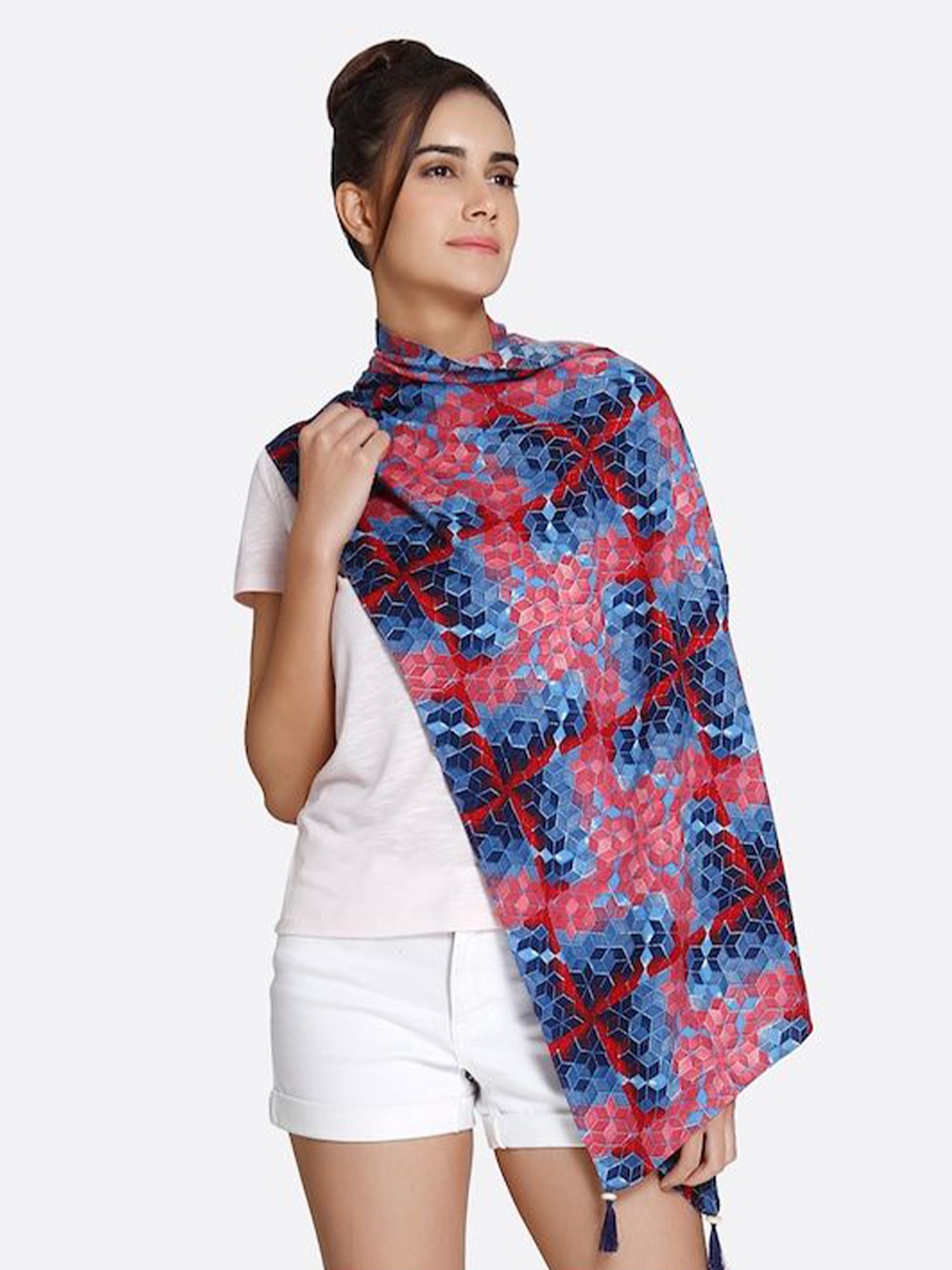 

shiloh Geometric Printed Scarf, Red