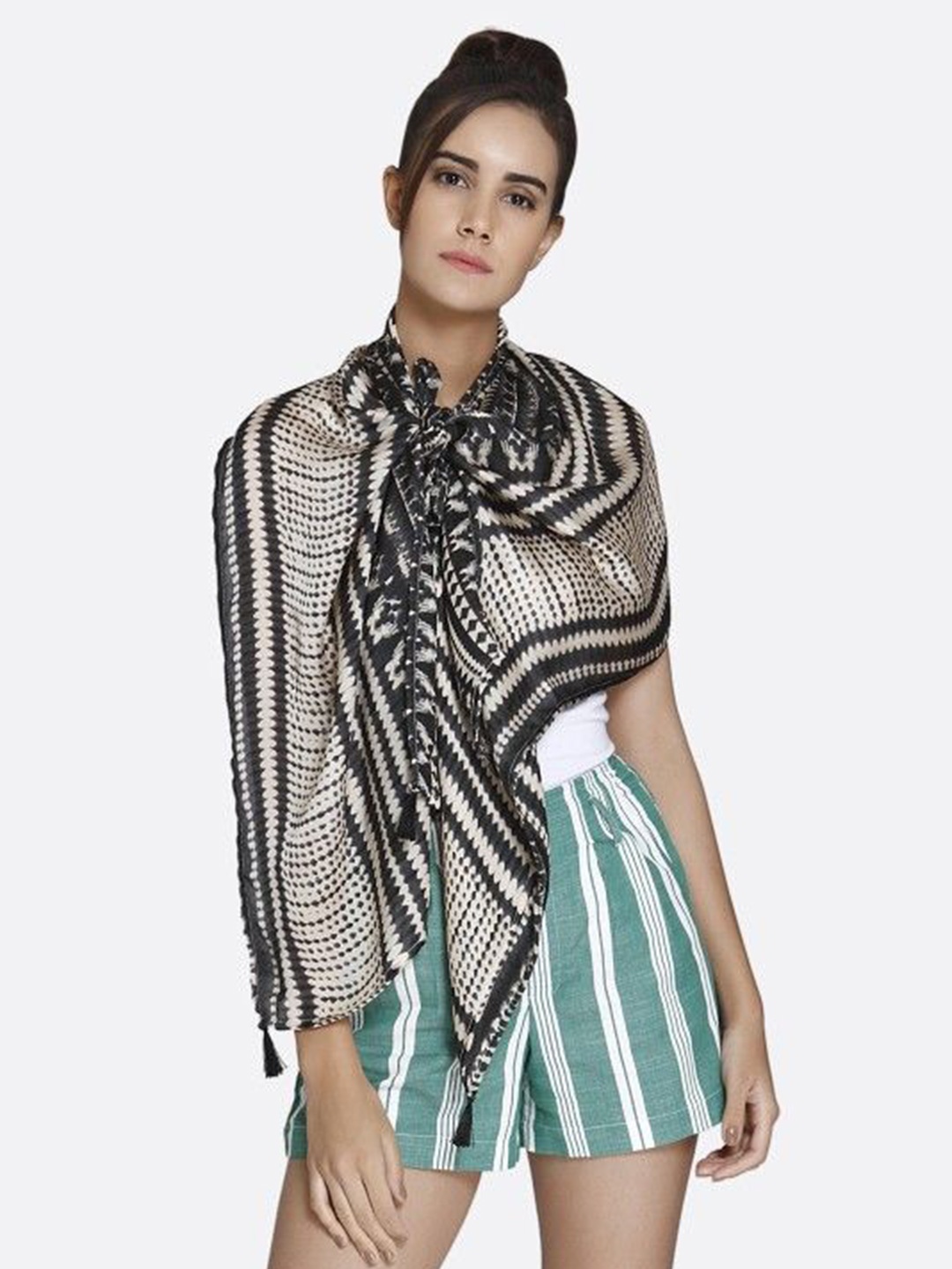 

shiloh Abstract Printed Scarf, Beige