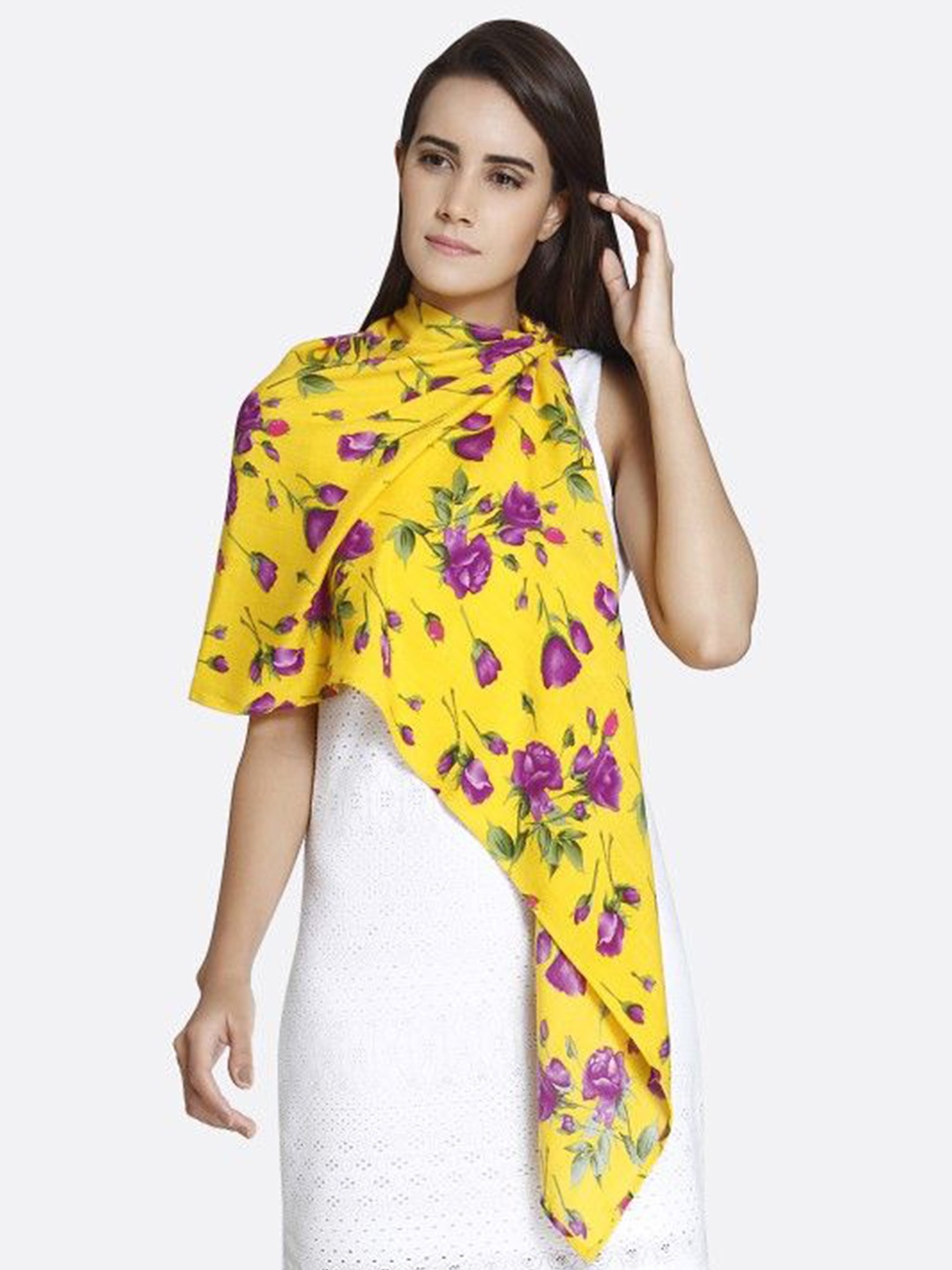 

shiloh Floral Printed Scarf, Yellow