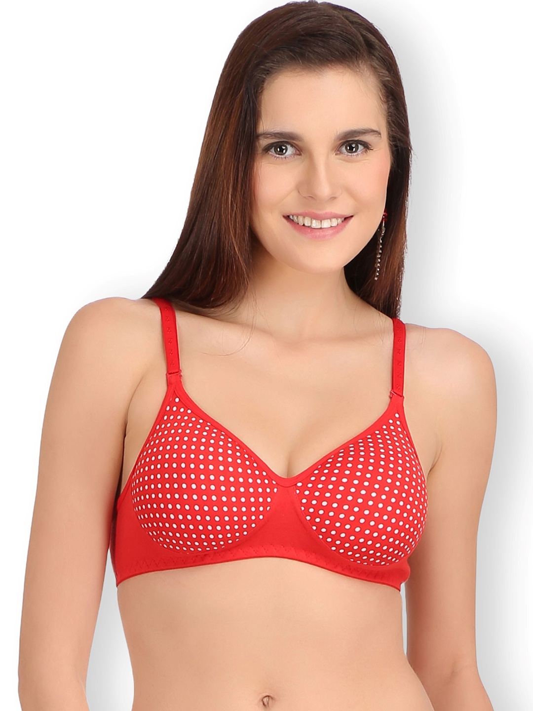 

SELFCARE Polka Dot Bra Full Coverage Lightly Padded, Red