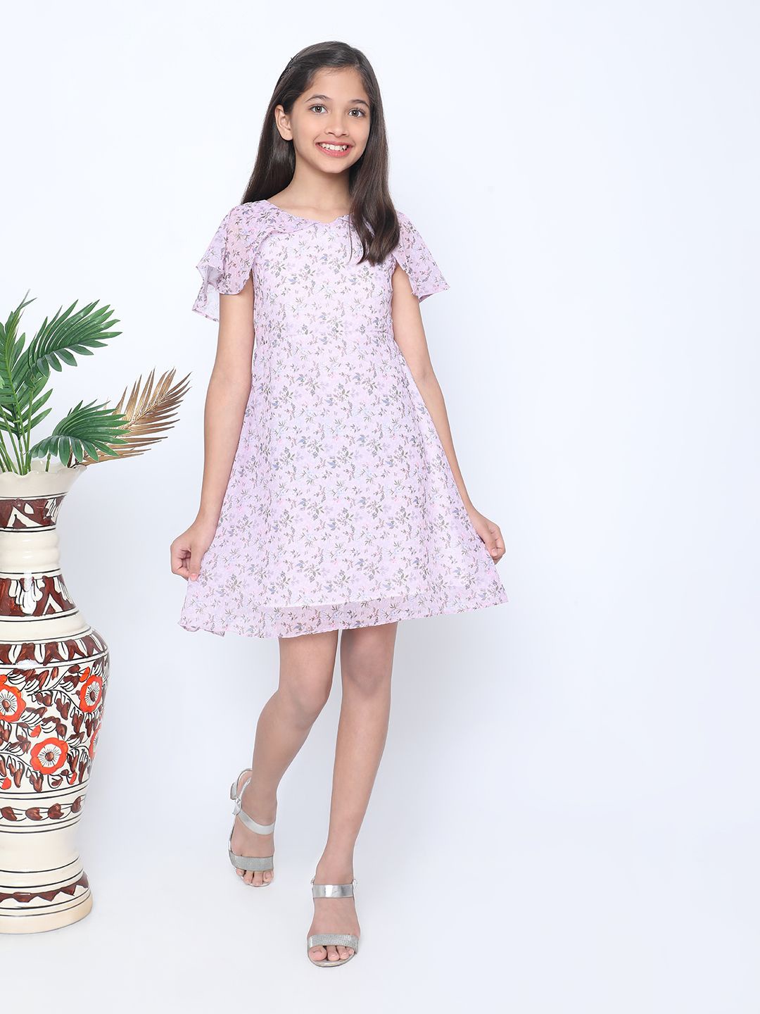 

IDAA Floral Print A-Line Dress, Lavender
