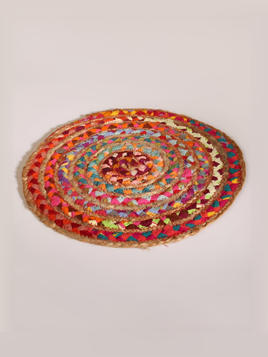 

Exotic India Brown Jute And Cotton Hand Braided Round Floor Mat