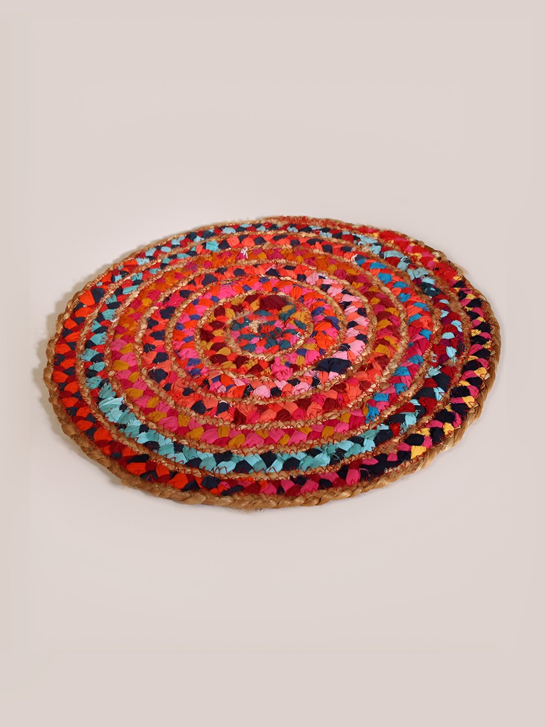 

Exotic India Red & Pink Hand Braided No Shredding Floor Mat, Multi