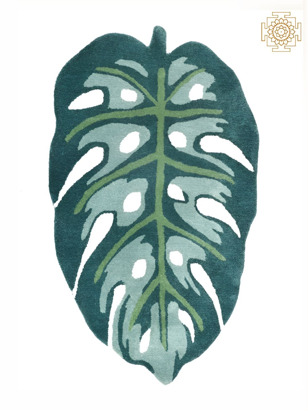 

Exotic India Green Leaf Printed No Shredding Floor Mats & Dhurries