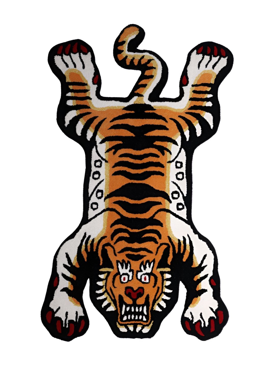 

Exotic India Blazing Orange Cotton-Wool Tibetan Tiger Shaped Tufted Yogic Asana Mat, Brown