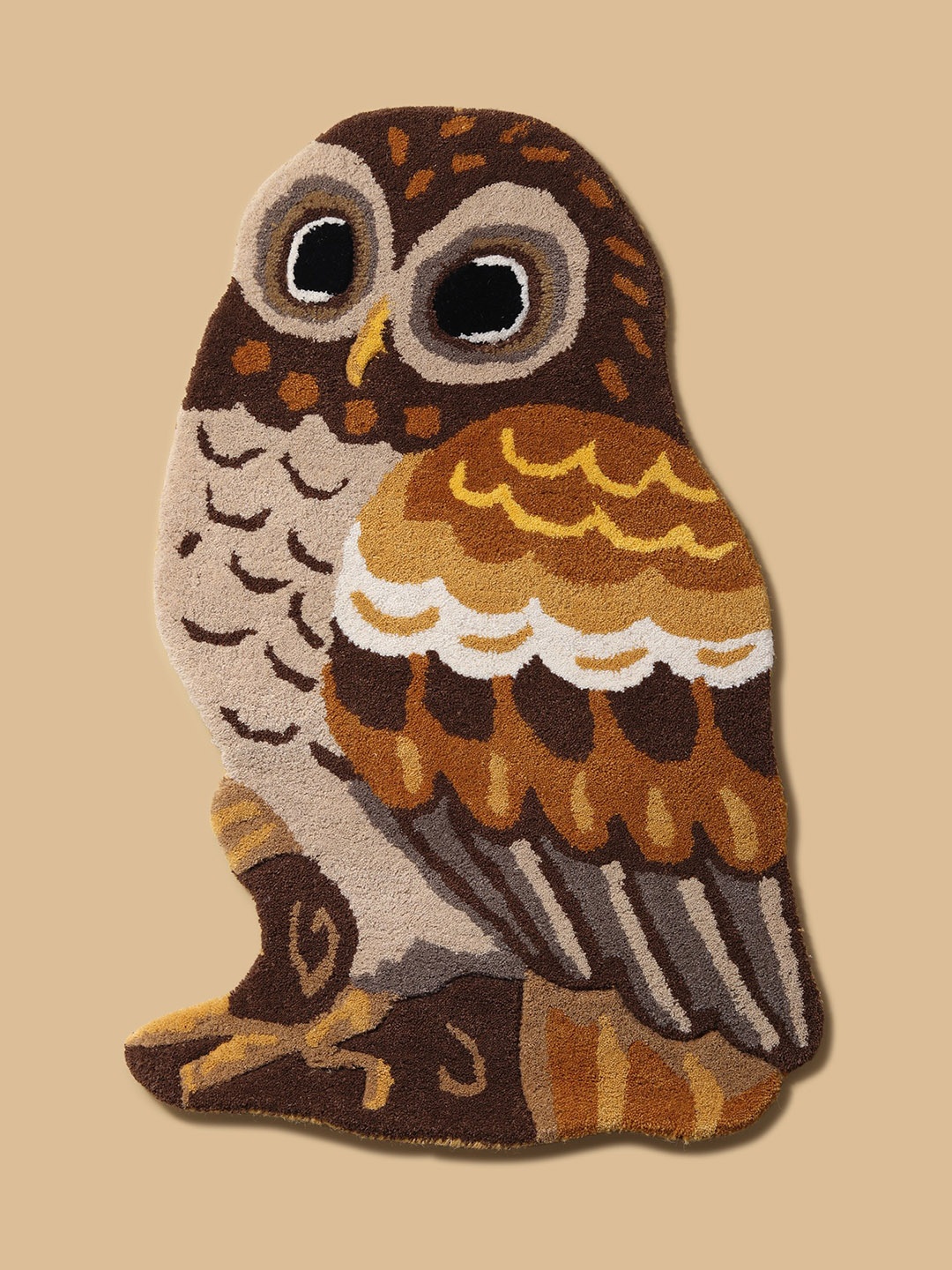

Exotic India Cocoa-Brown Owl Shaped Printed No Shredding Floor Mats & Dhurries