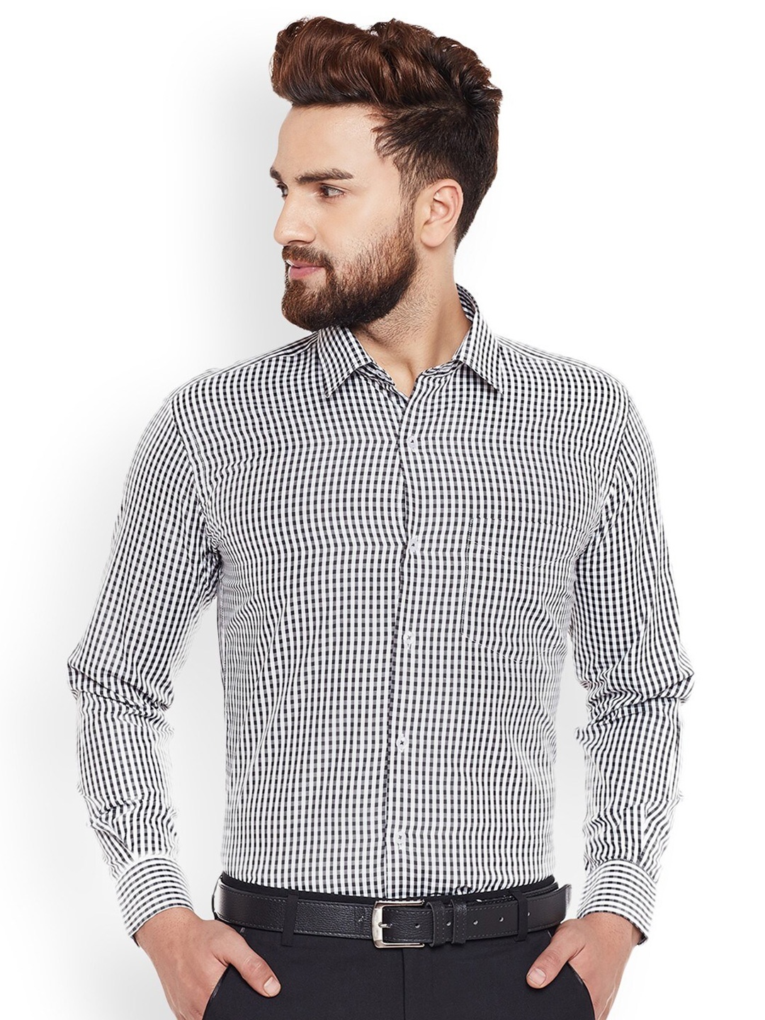 

Hancock Slim Fit Micro Checked Formal Shirt, Black