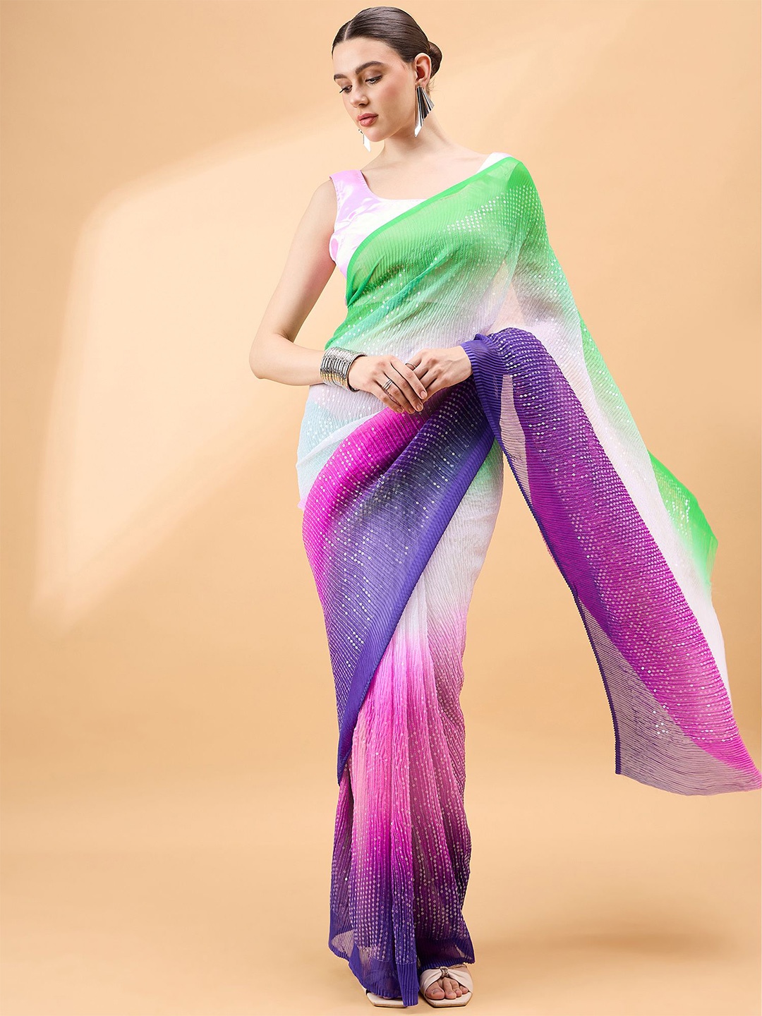 

all about you Embellished Sequinned Saree, Pink