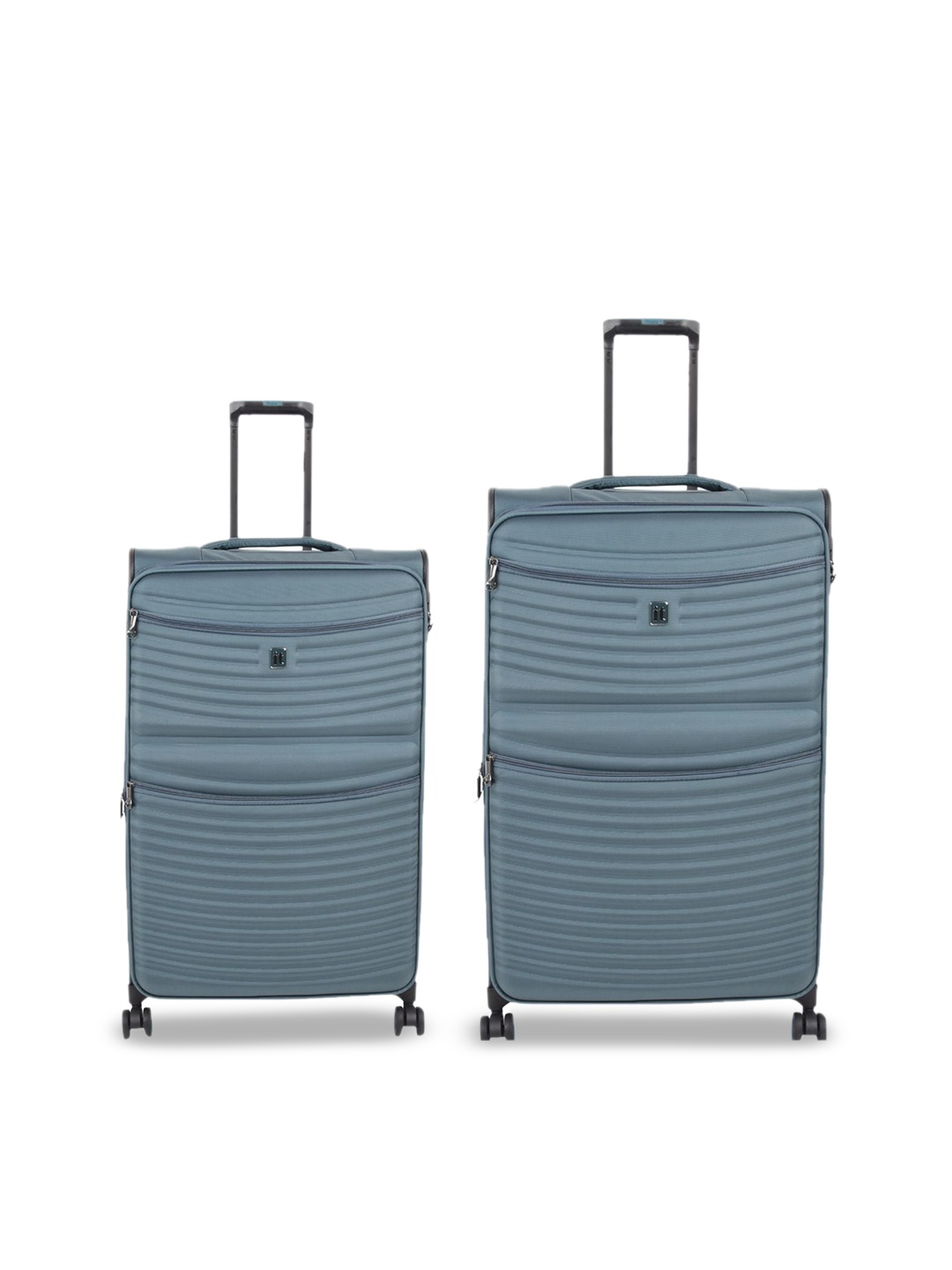 

IT luggage Set Of 2 Textured Suitcase Trolley Bags, Blue