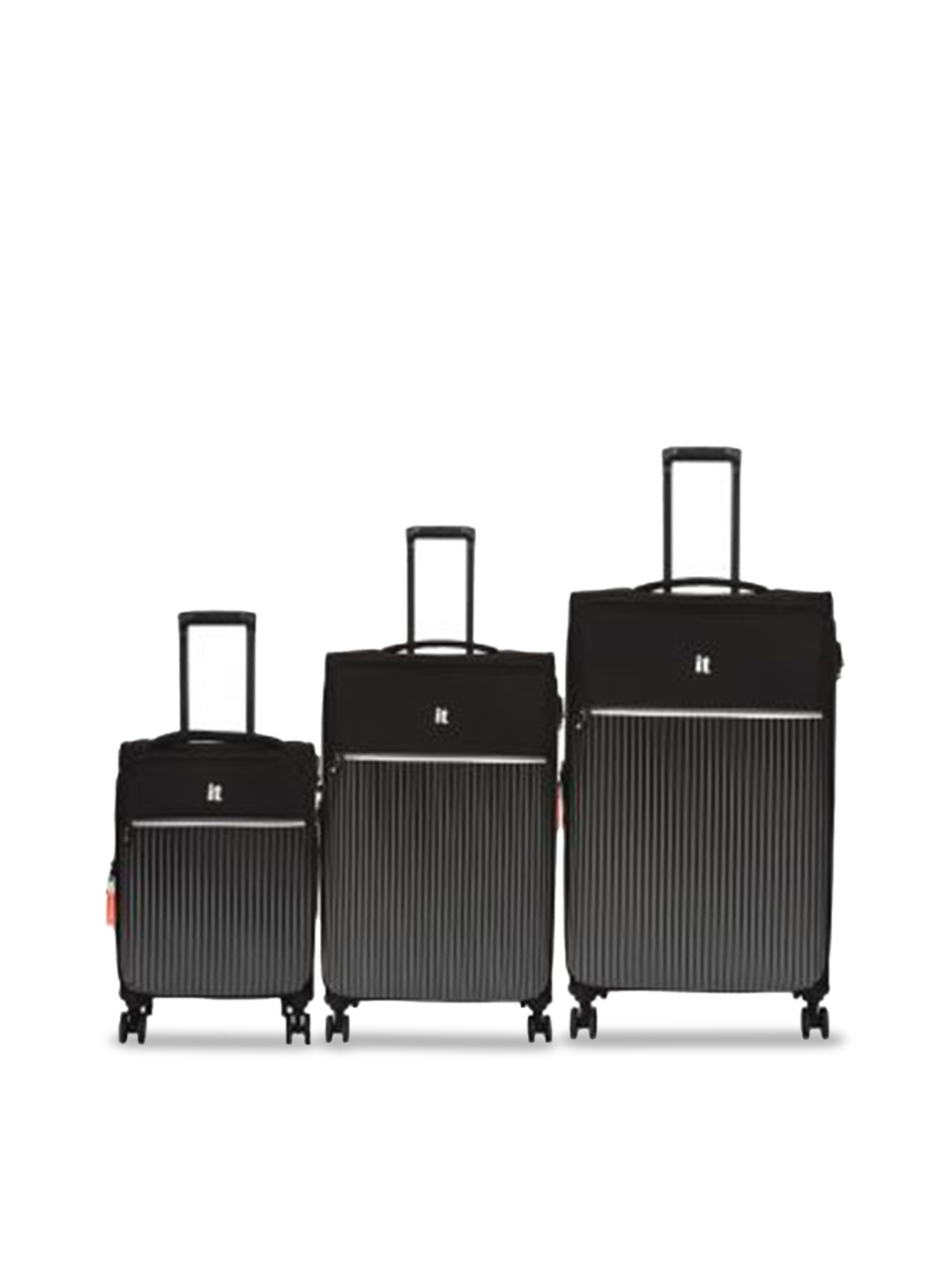 

IT luggage The Lite Set Of 3 Soft Sided Trolley Bags, Black
